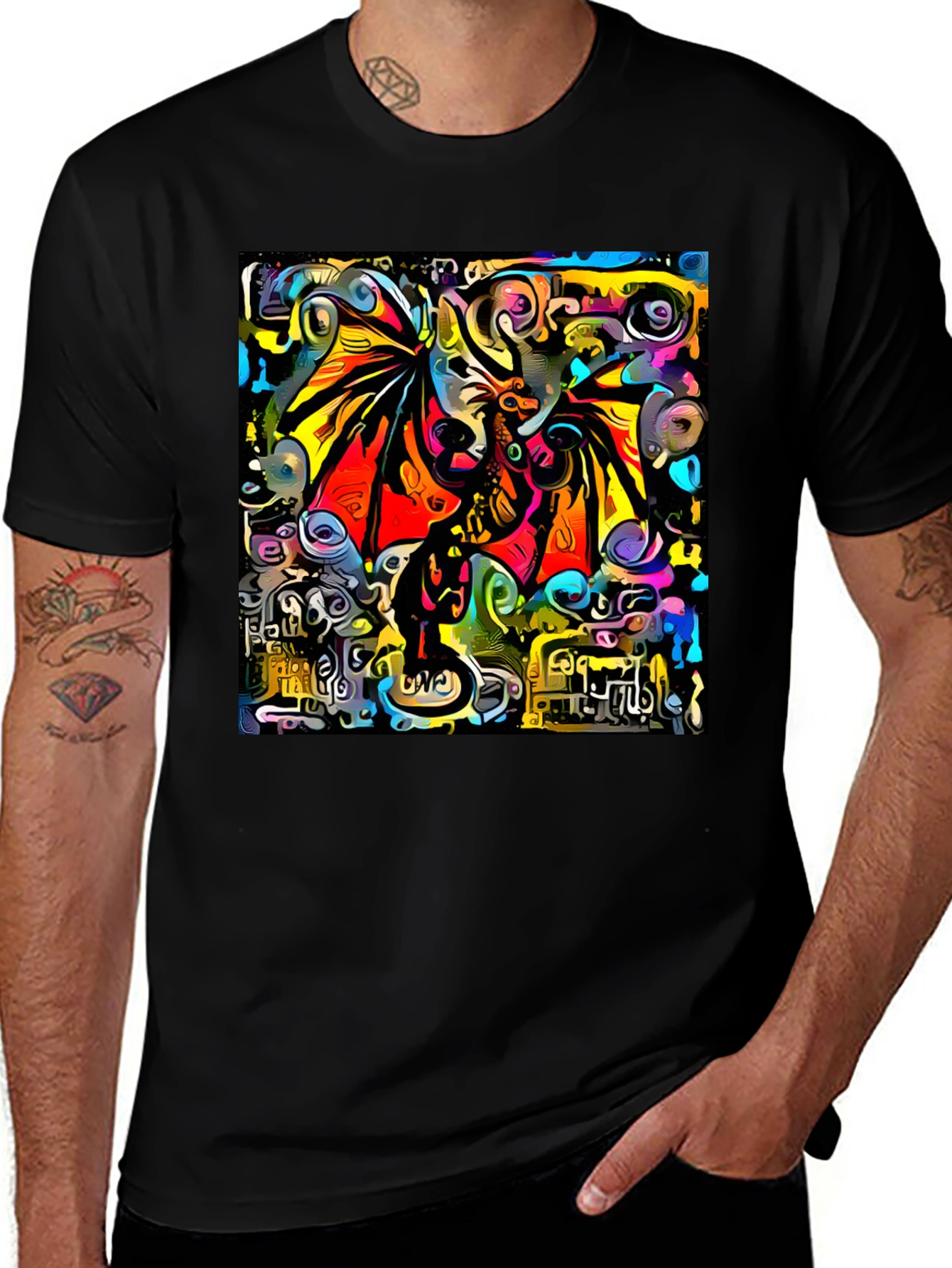 Variant 30 of Abstract Dragon Graphic Tee - Artistic Style
