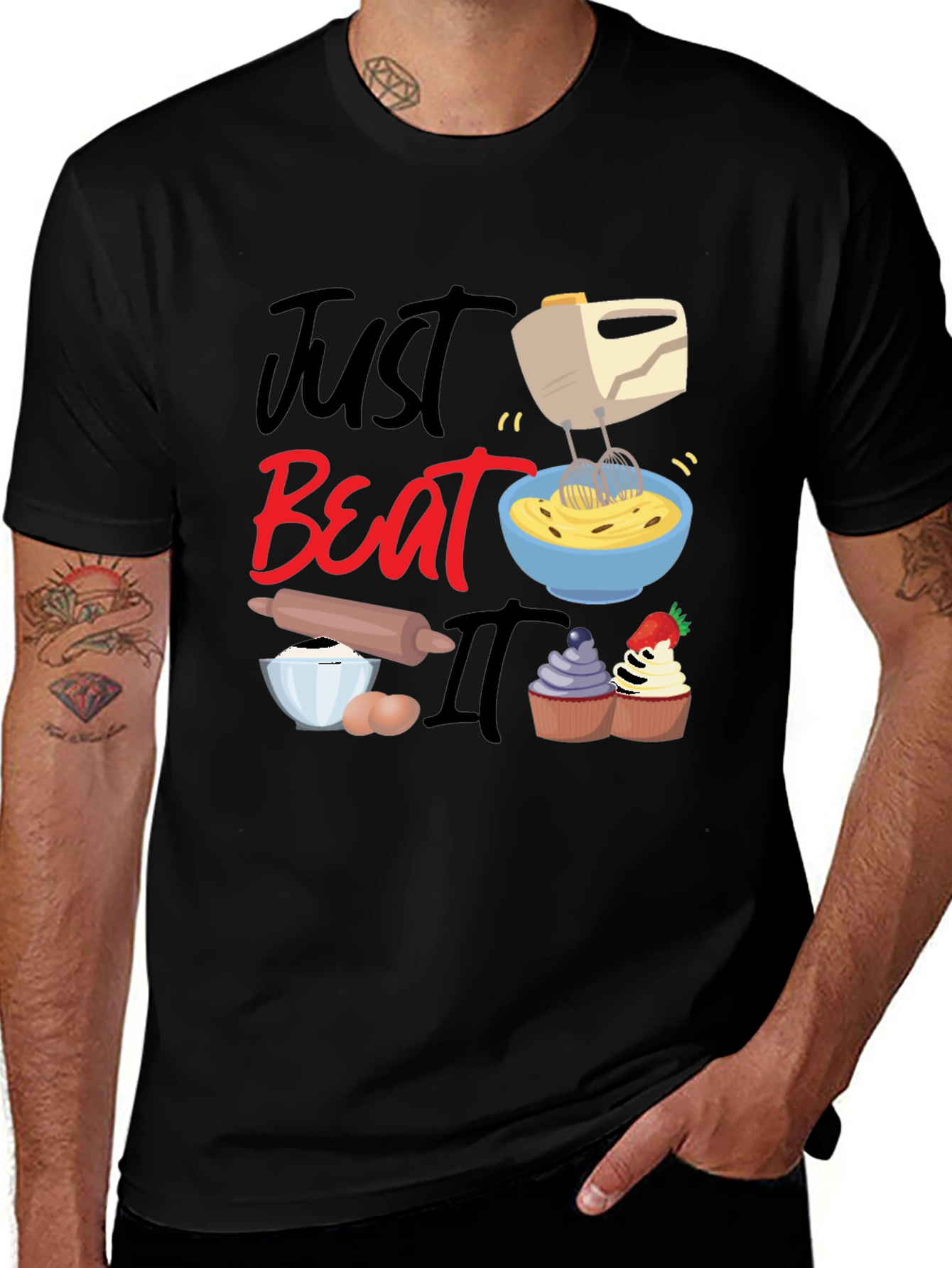 Black Just Beat It Funny Baking T-Shirt main image