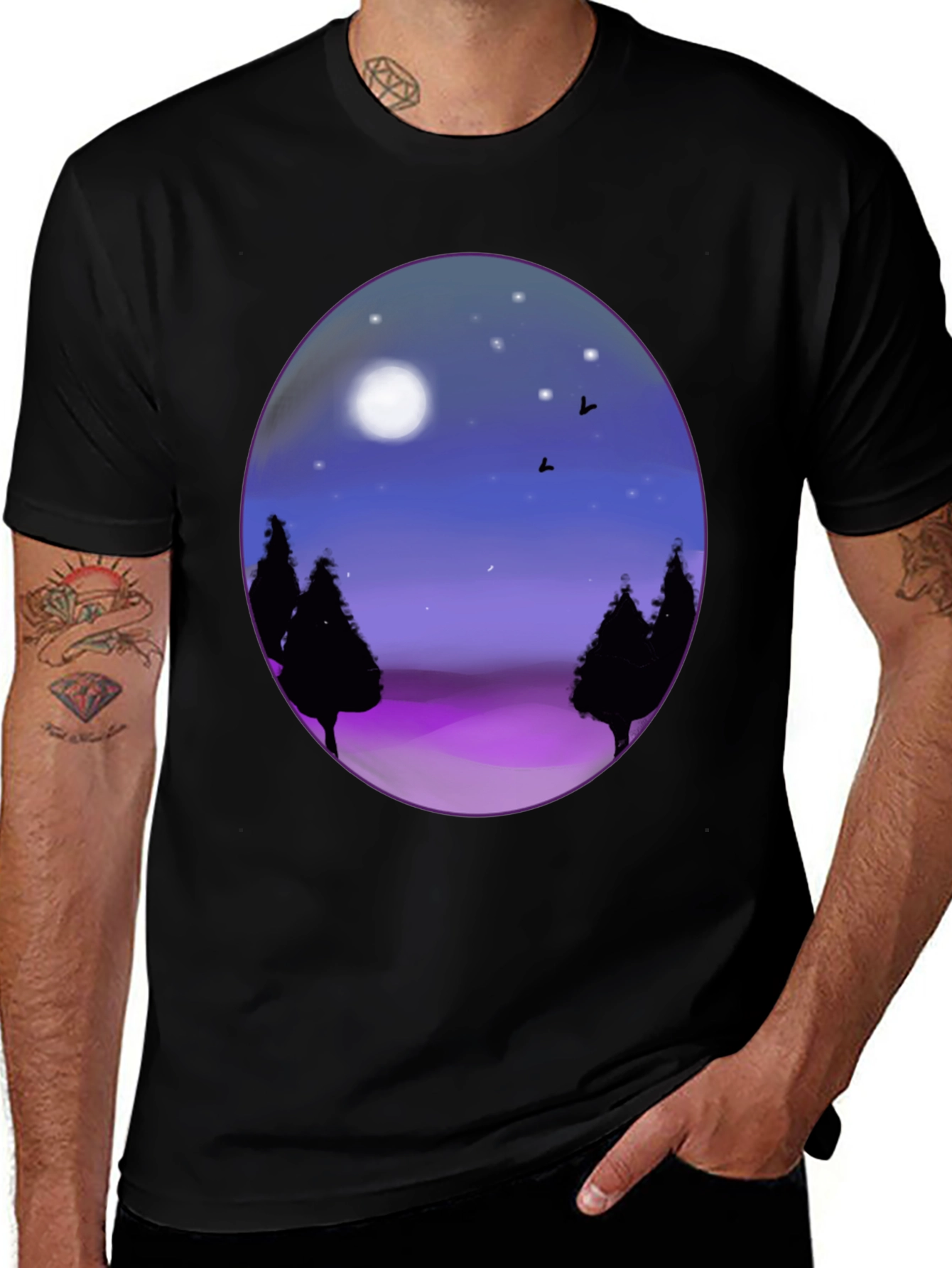 Variant 30 of Night Sky Trees Graphic Tee