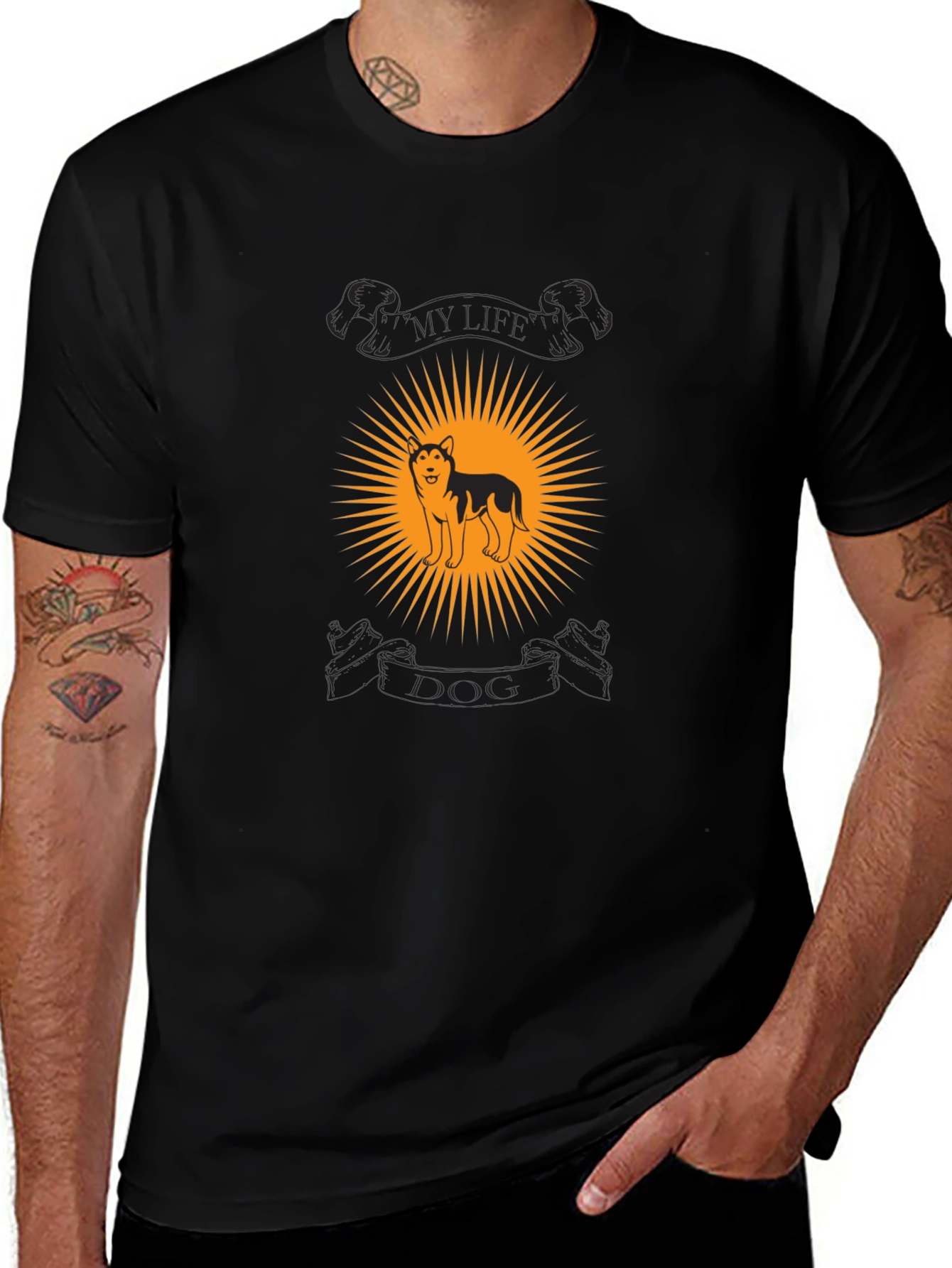 Variant 5 of Husky Sun Graphic Tee - Men's Black T-Shirt