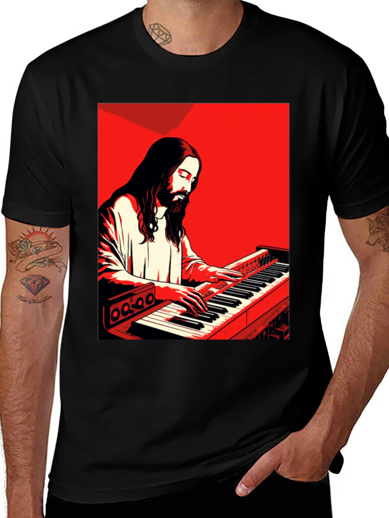 Variant 21 of Jesus Playing Piano T-Shirt