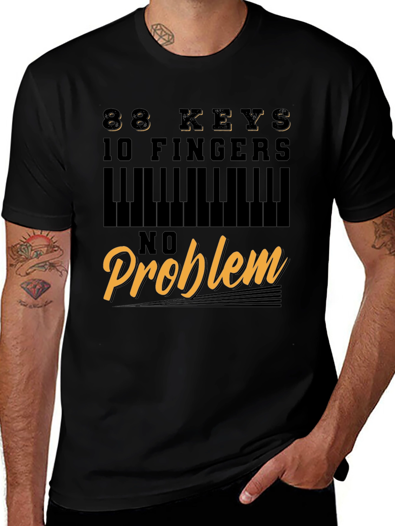 Variant 24 of 88 Keys 10 Fingers No Problem Graphic T-Shirt