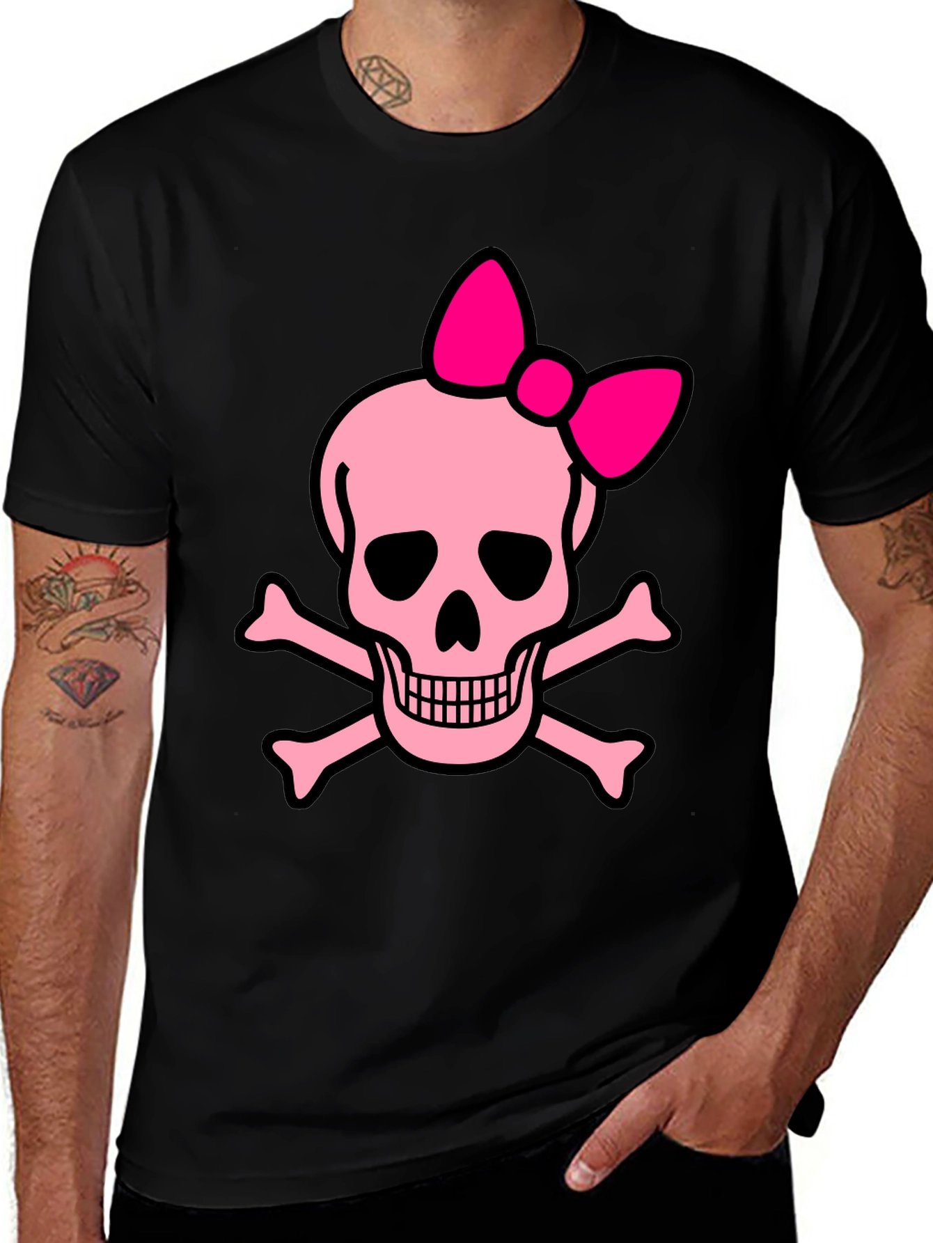 Variant 3 of Pink Skull & Crossbones Bow T-Shirt