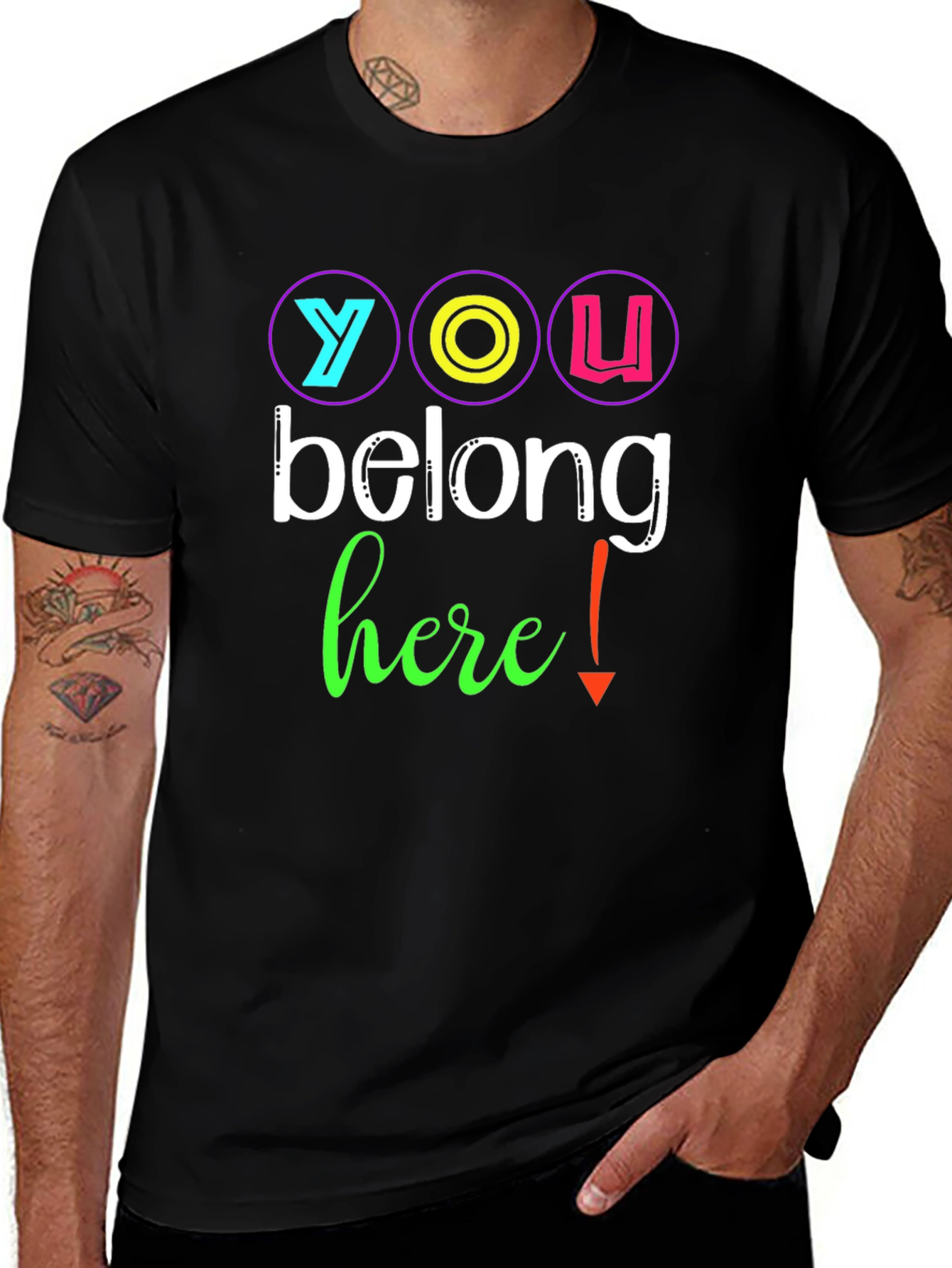 Variant 16 of You Belong Here Graphic Tee - Black Cotton Blend