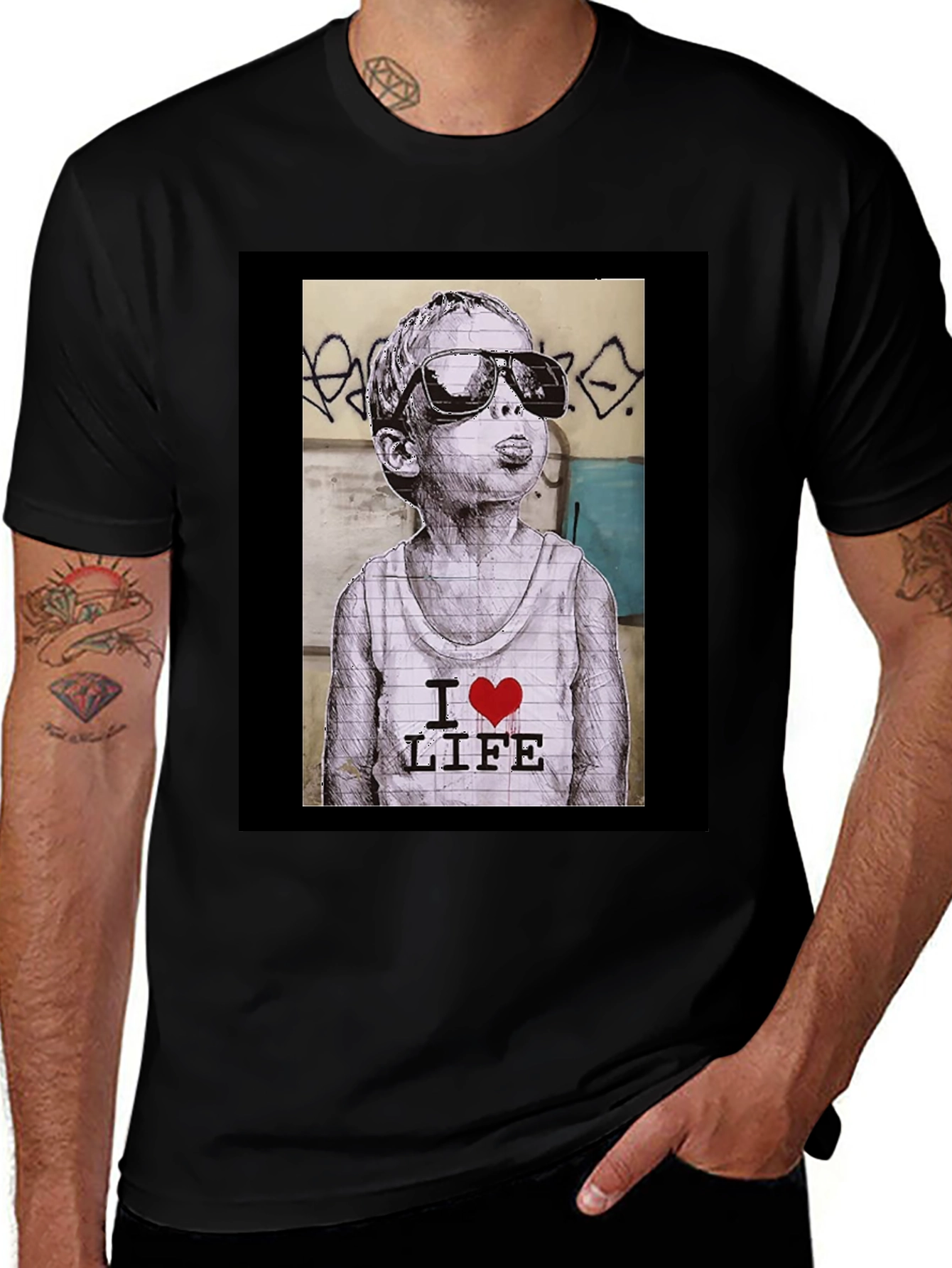 Variant 28 of I Love Life Graphic Tee - Black