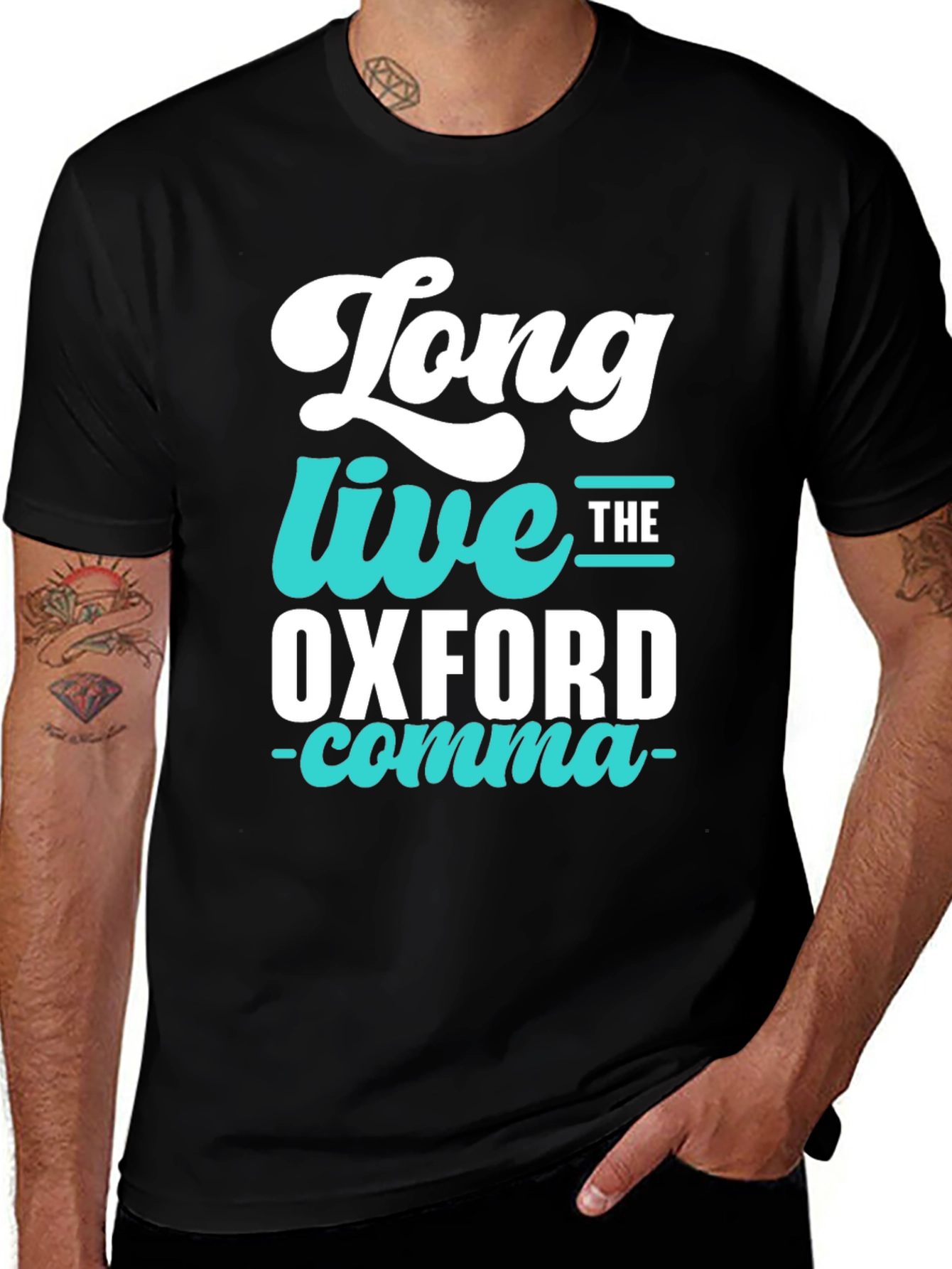 Long Live the Oxford Comma Graphic Tee - Black Cotton T-Shirt