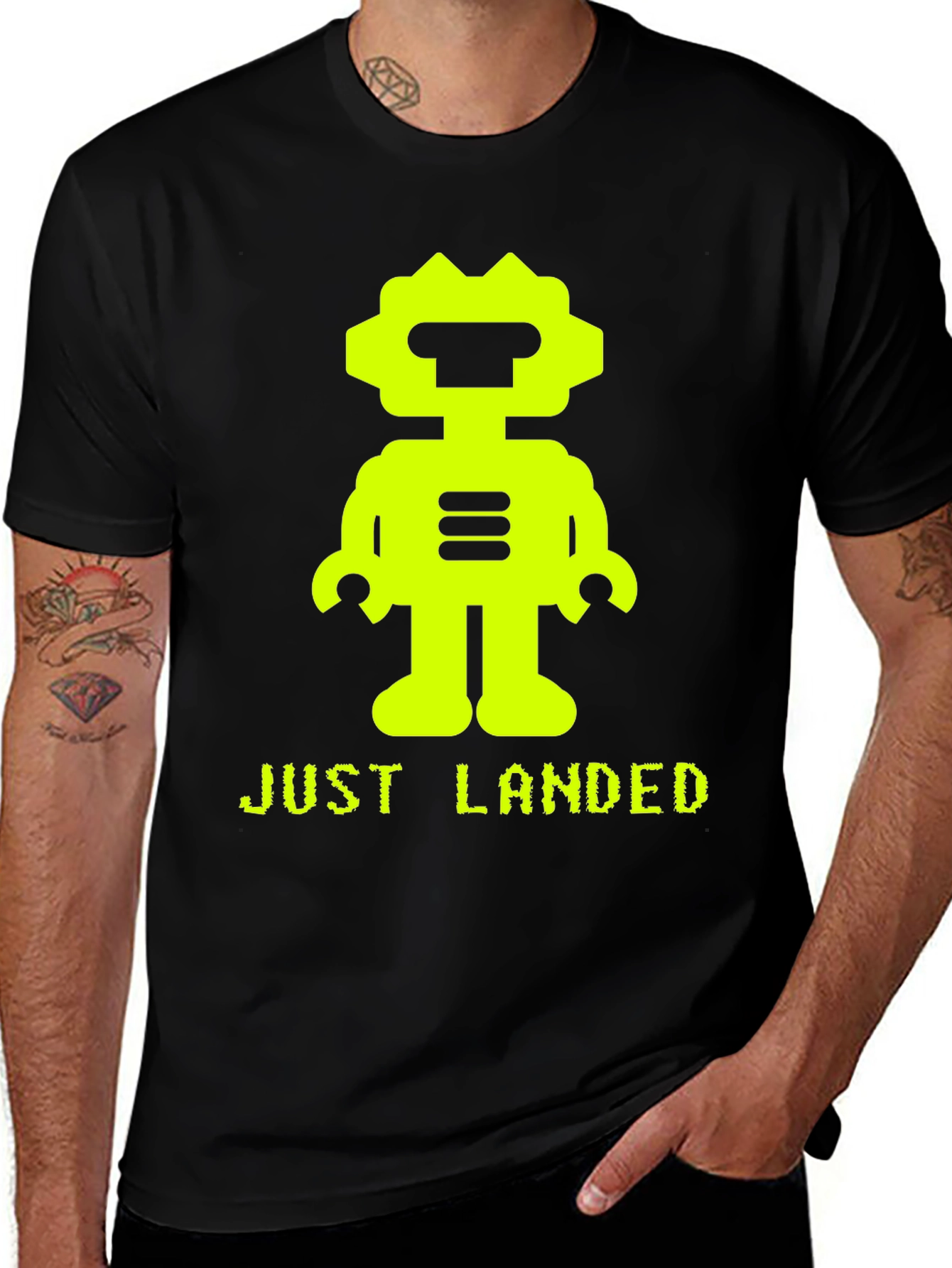 Variant 28 of Just Landed Robot Graphic Tee
