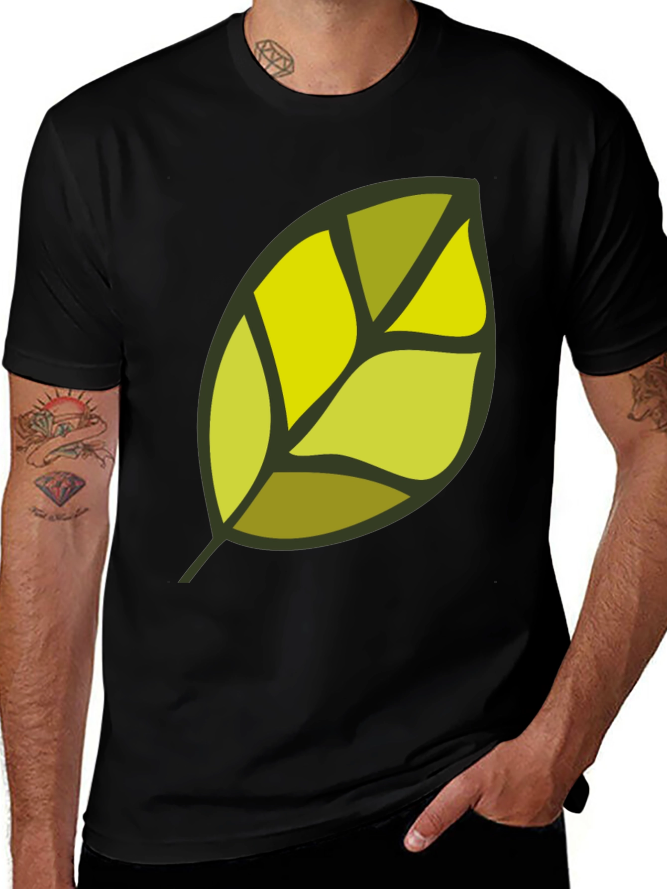 Variant 27 of Leaf Graphic Black T-Shirt