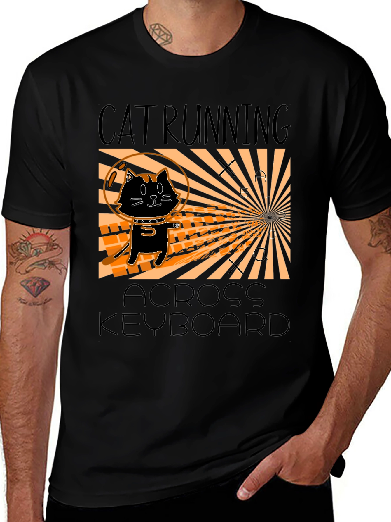 Variant 7 of Cat Running Across Keyboard Graphic Tee