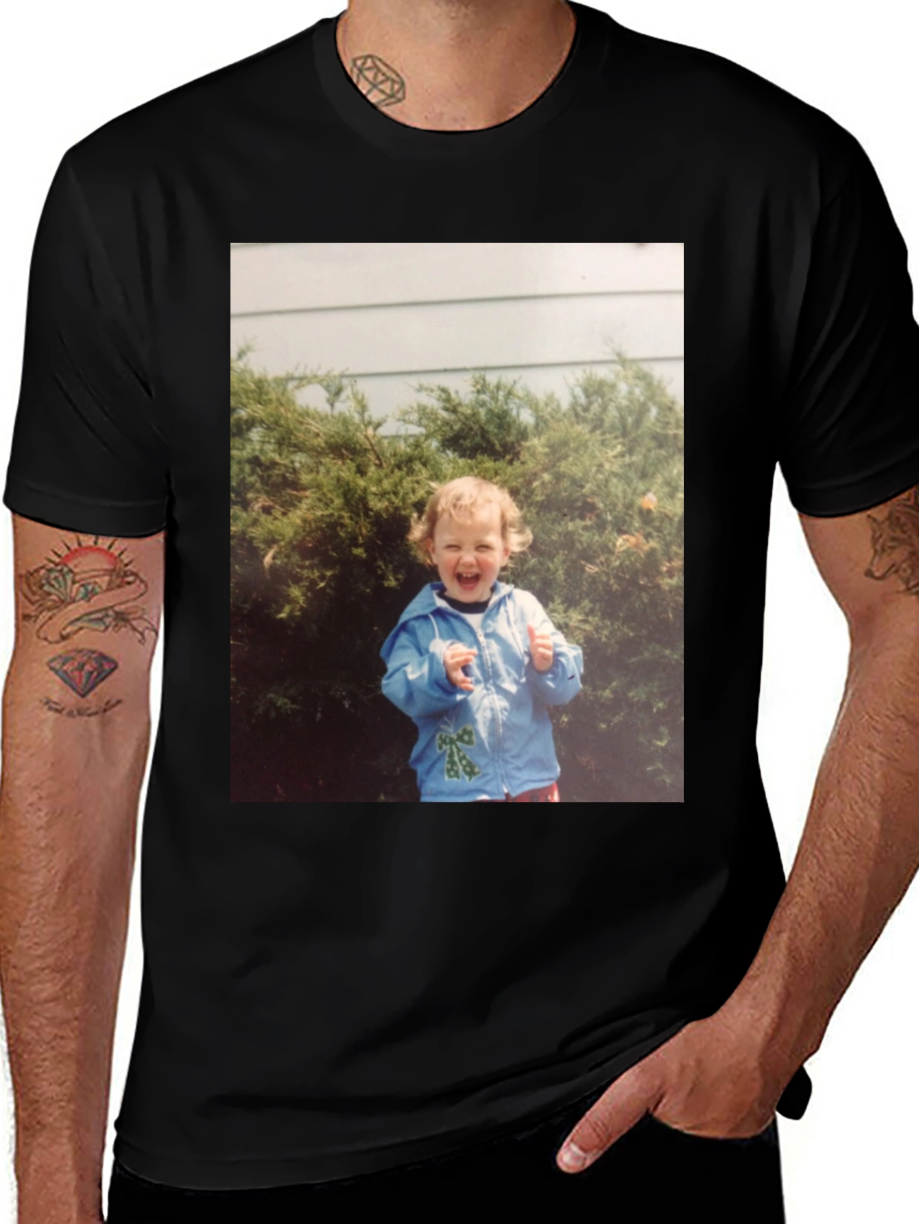 Variant 25 of Retro Kid Photo Graphic Tee - Classic Black T-Shirt