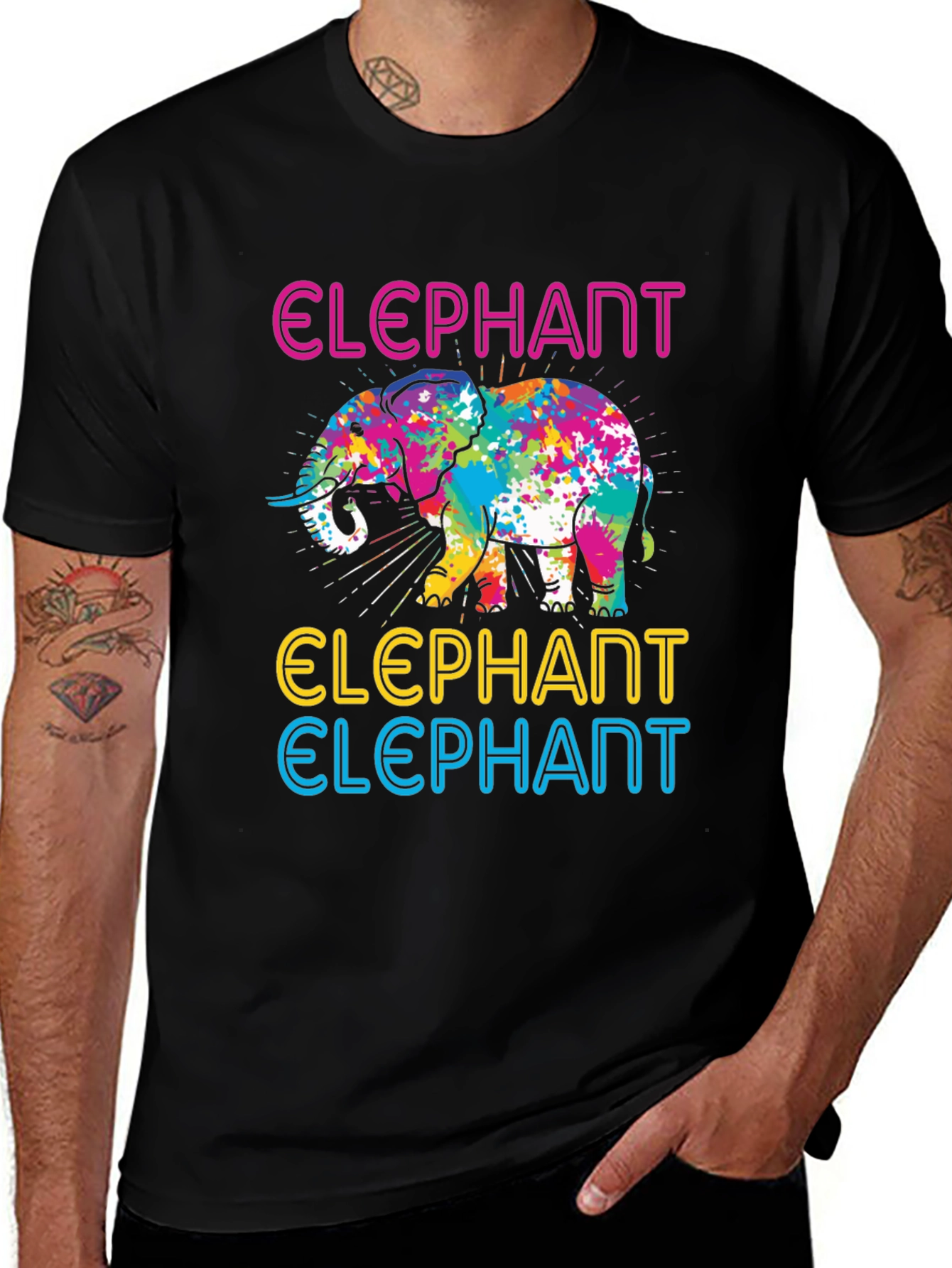 Variant 22 of Colorful Elephant T-Shirt - Artistic Graphic Tee