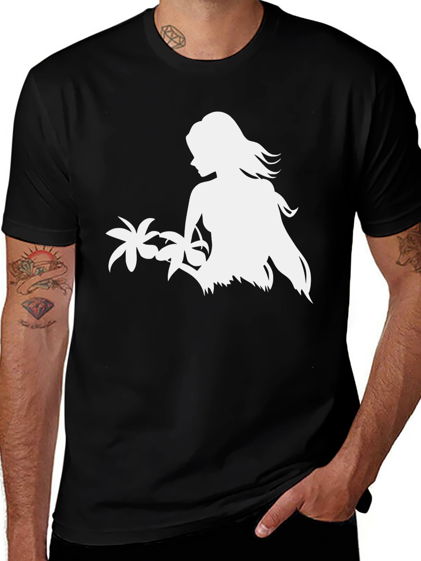 Variant 14 of Tropical Island Girl Graphic Tee - Black