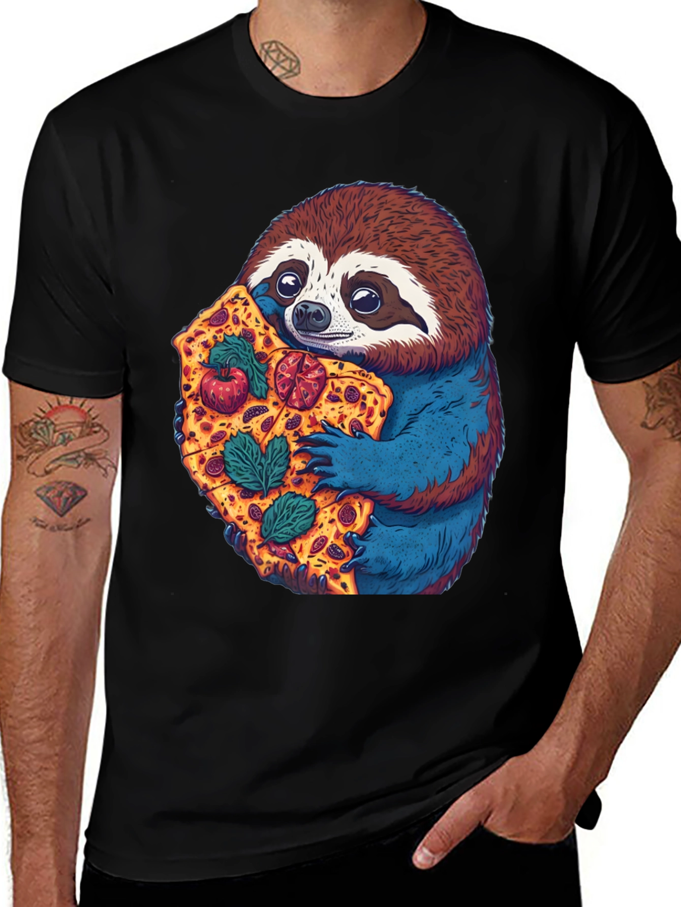 Variant 10 of Sloth Pizza Lover Graphic Tee