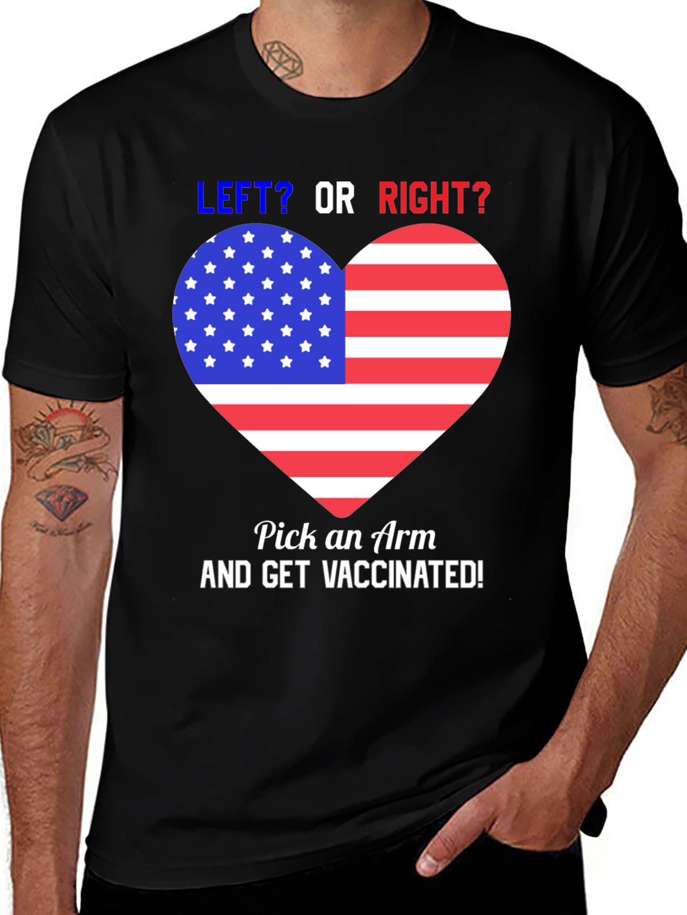 Variant 22 of Patriotic Vaccination T-Shirt - Left or Right, Get Vaccinated!