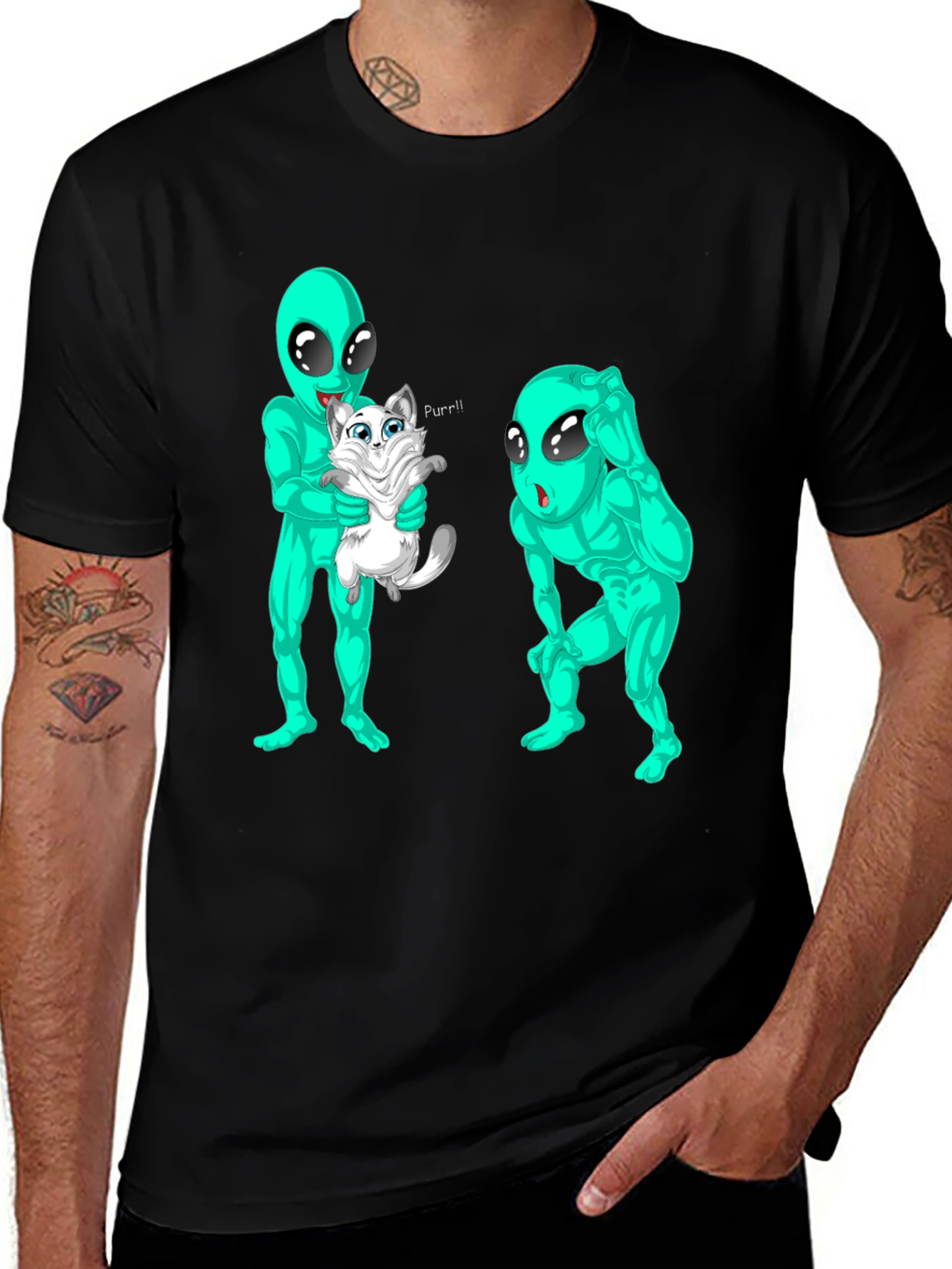 Variant 7 of Alien Abduction Cat Purr T-Shirt