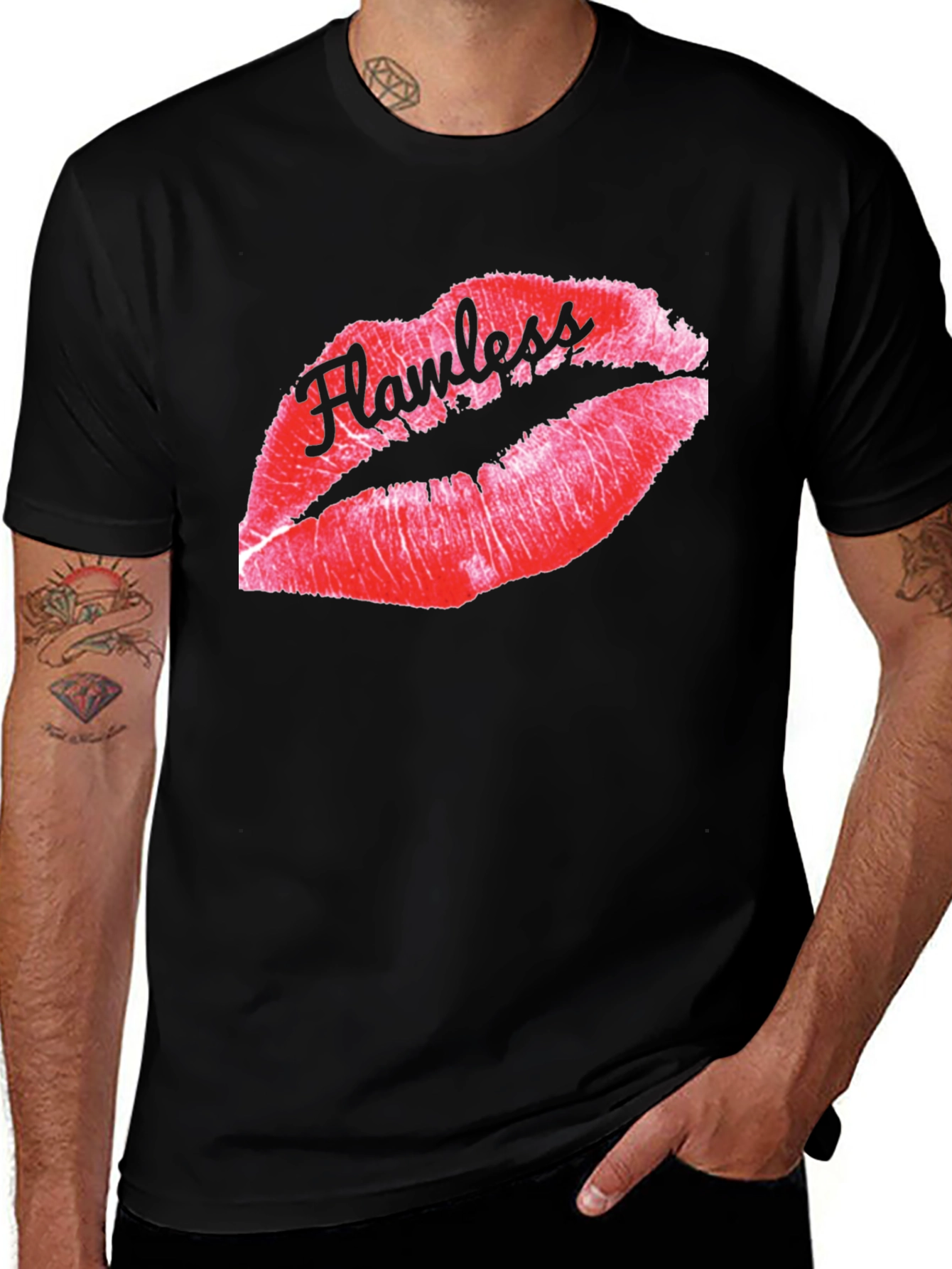 Variant 7 of Flawless Lips Graphic Tee - Stylish Black T-Shirt