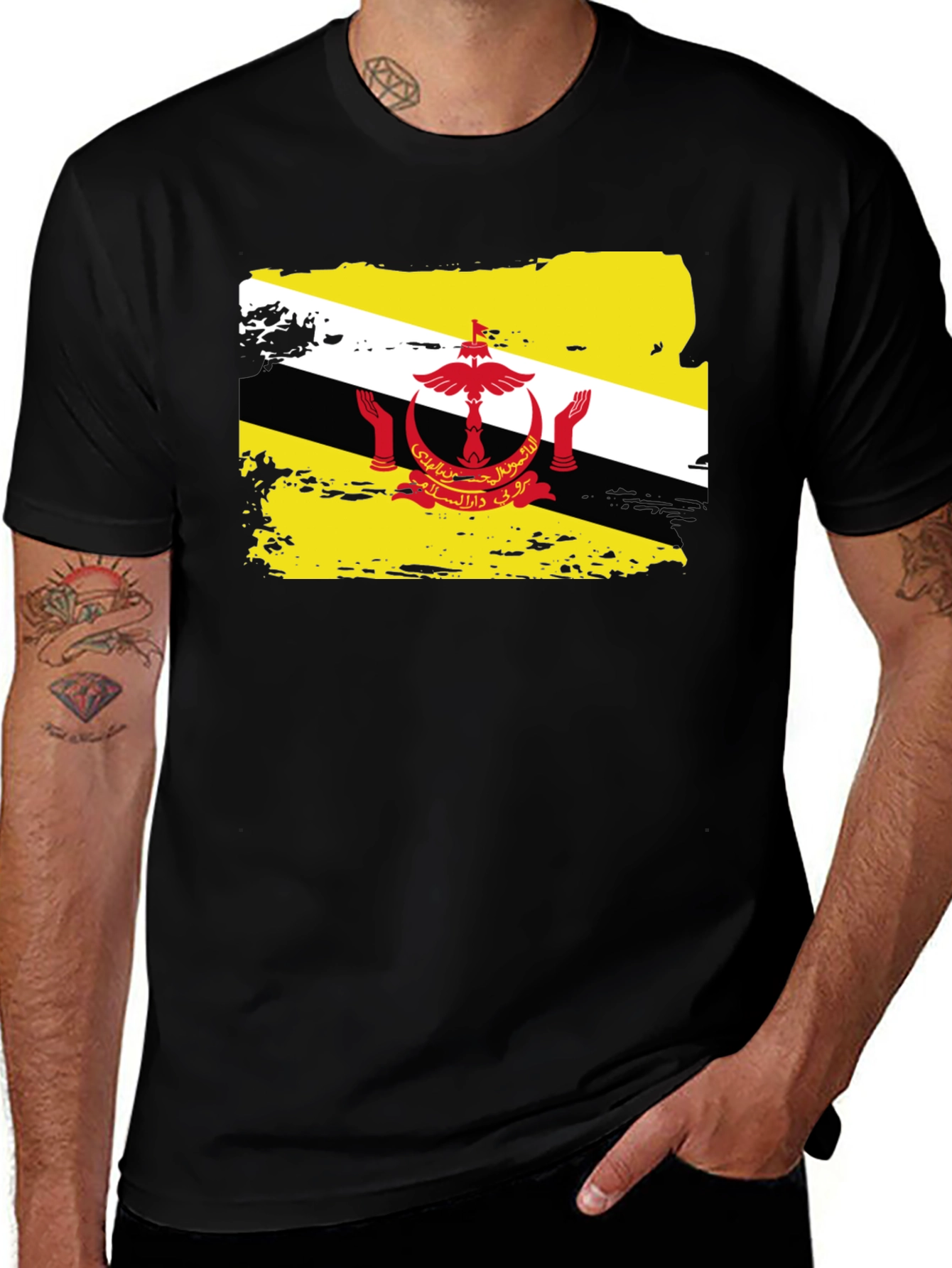 Variant 30 of Brunei Flag T-Shirt - Distressed Graphic Tee