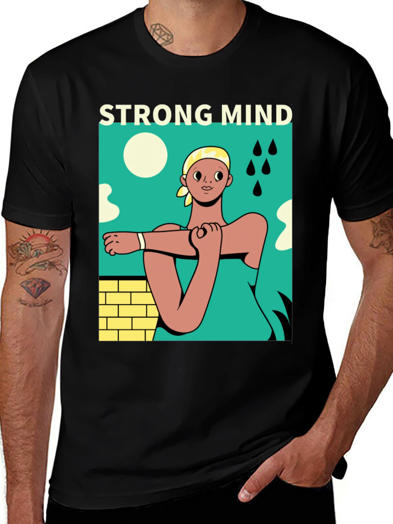 Variant 12 of Strong Mind Graphic Tee - Black Cotton T-Shirt