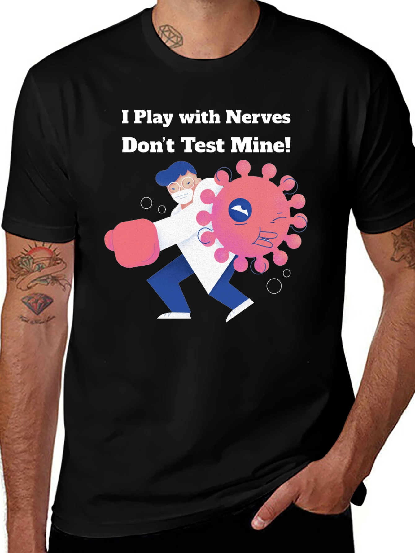 Variant 12 of I Play with Nerves Funny Doctor Graphic T-Shirt