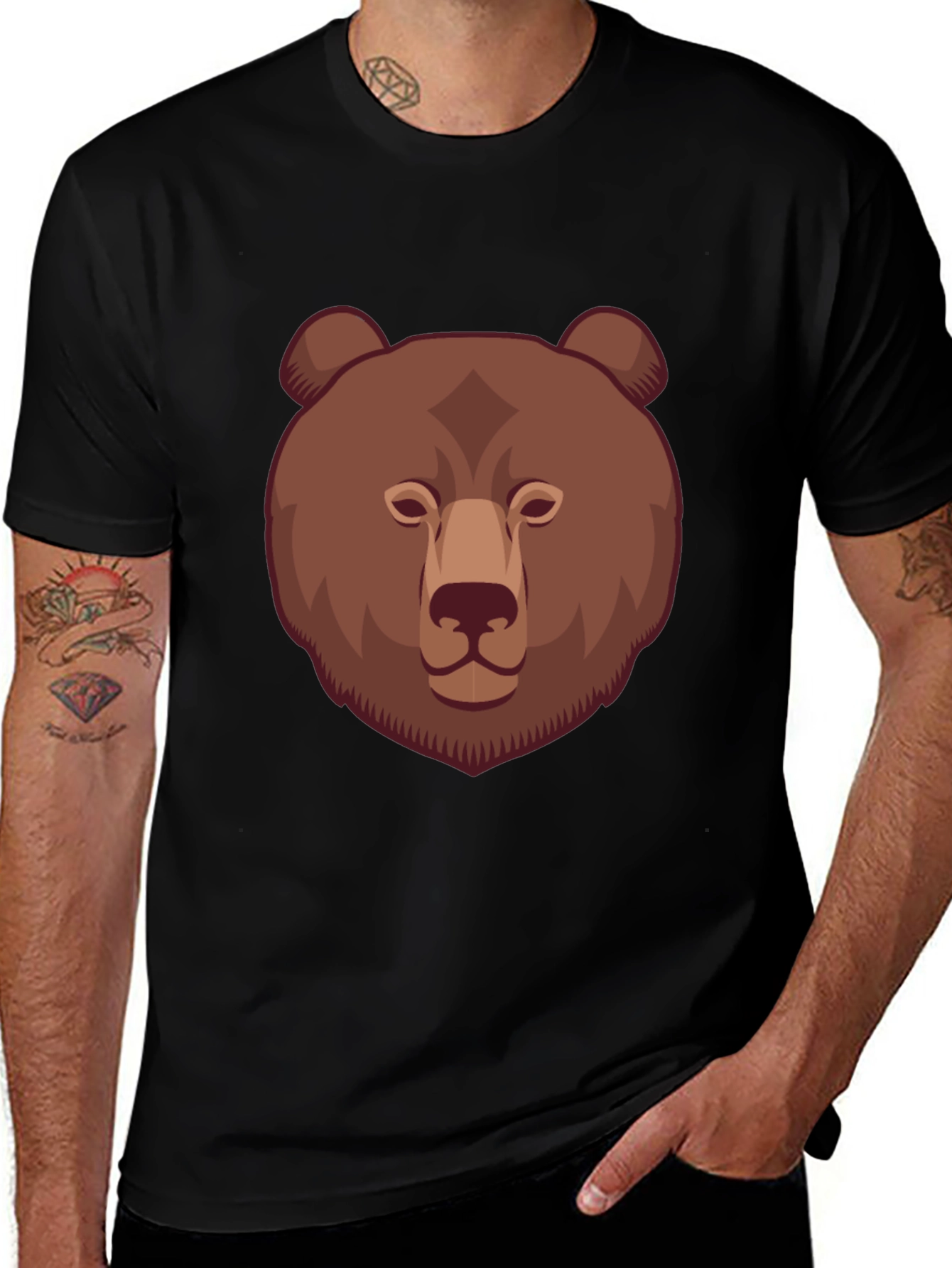 Variant 20 of Bear Graphic Print T-Shirt - Stylish and Unique!