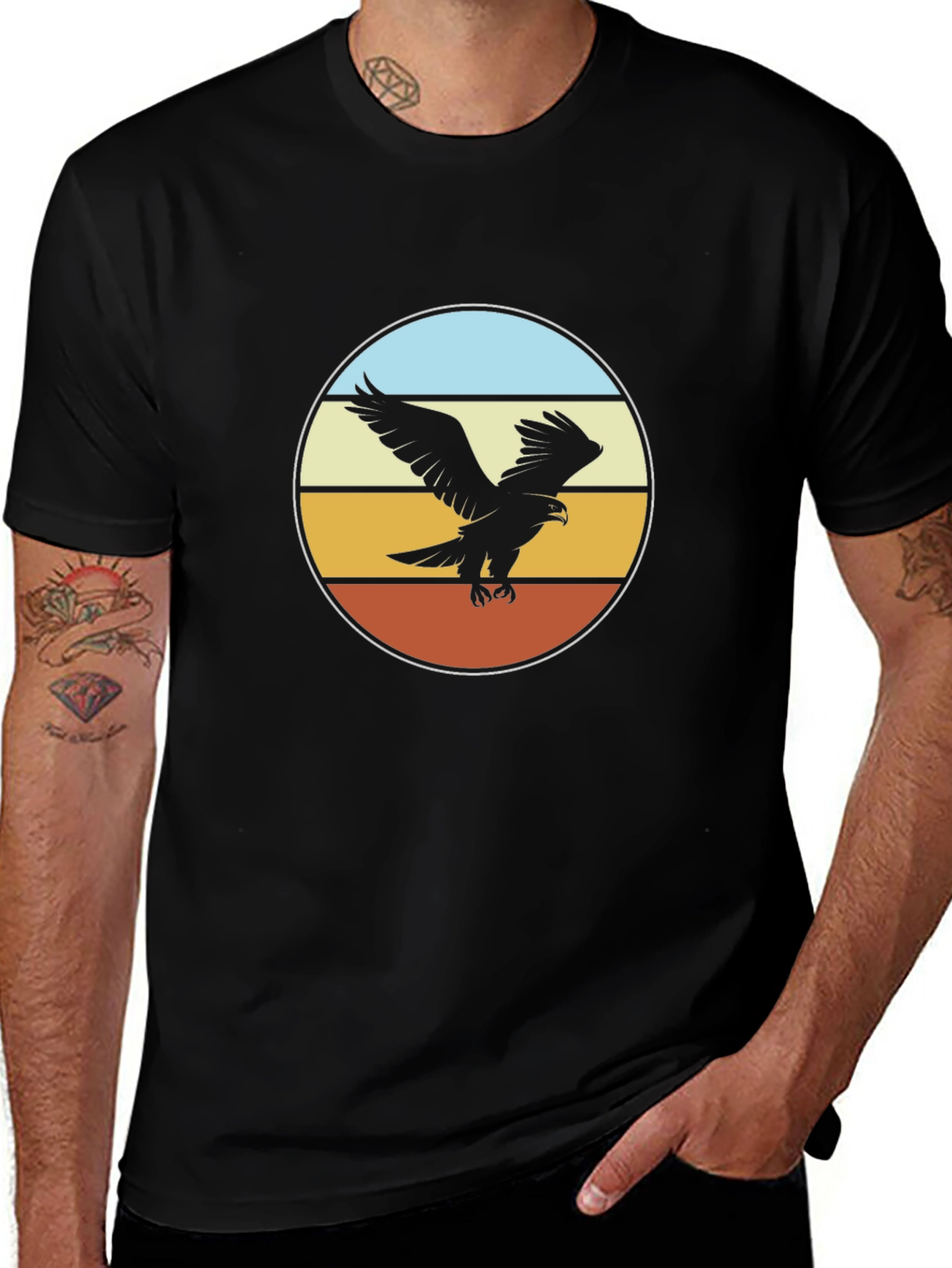 Variant 4 of Vintage Eagle Graphic Black T-Shirt