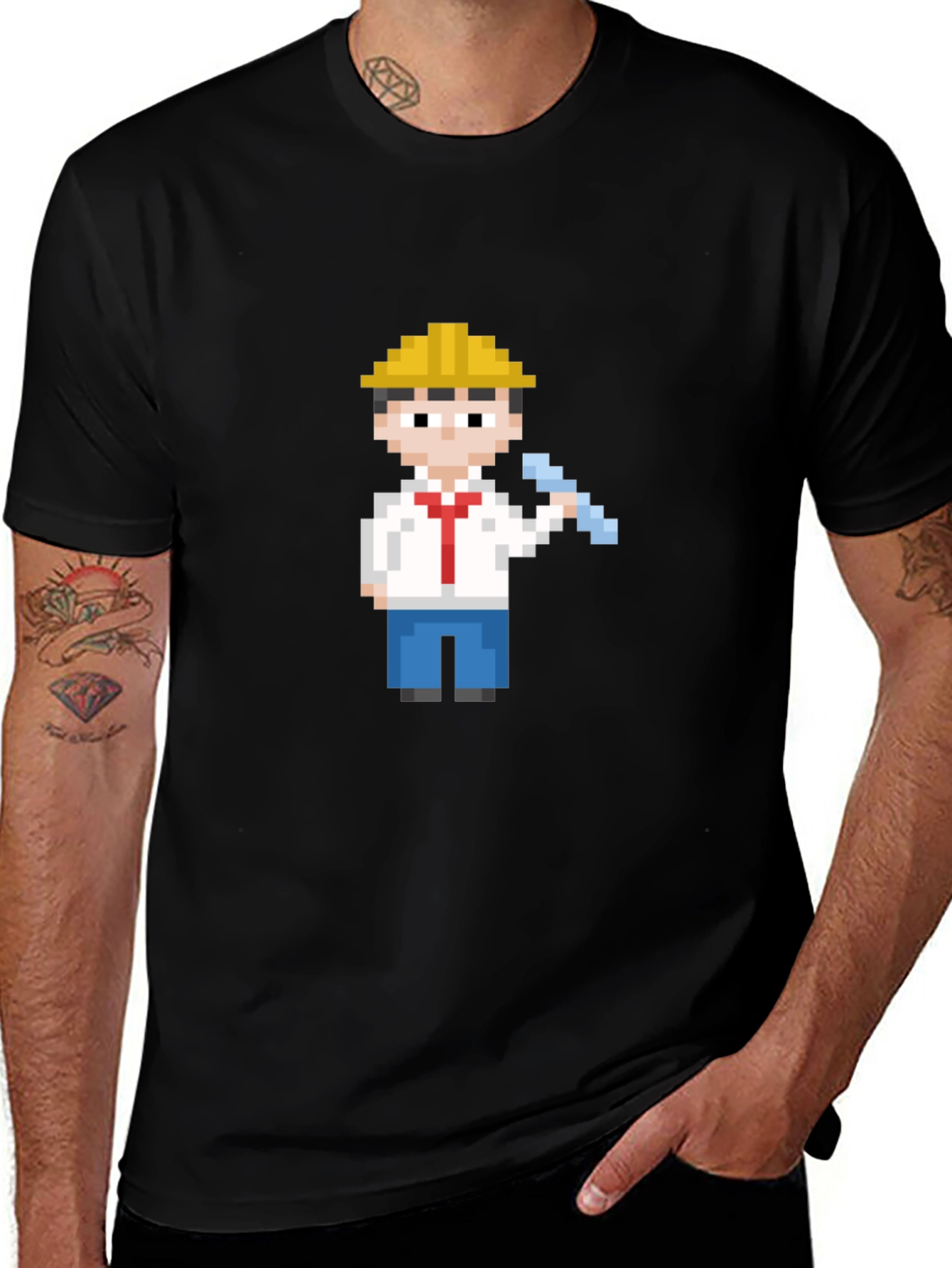 Variant 10 of Pixel Art Construction Worker T-Shirt