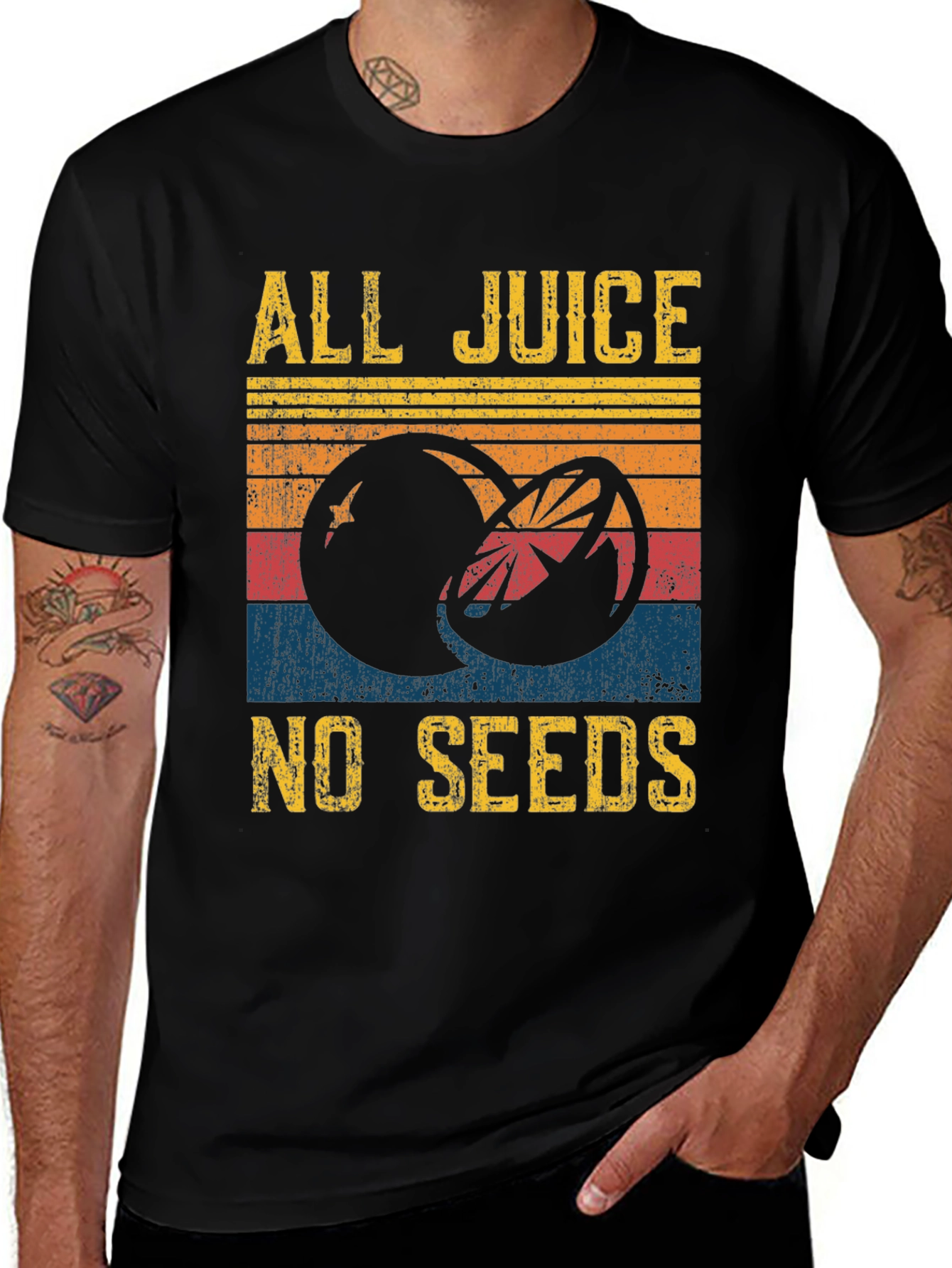 Variant 17 of All Juice No Seeds Graphic Tee - Retro Fruit Shirt