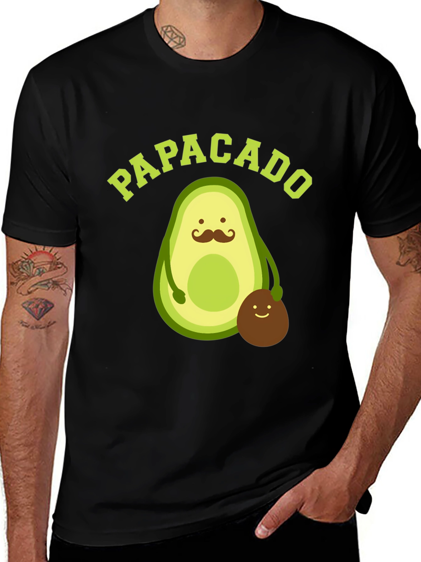 Variant 24 of Papacado Black T-Shirt - Avocado Dad Funny Tee