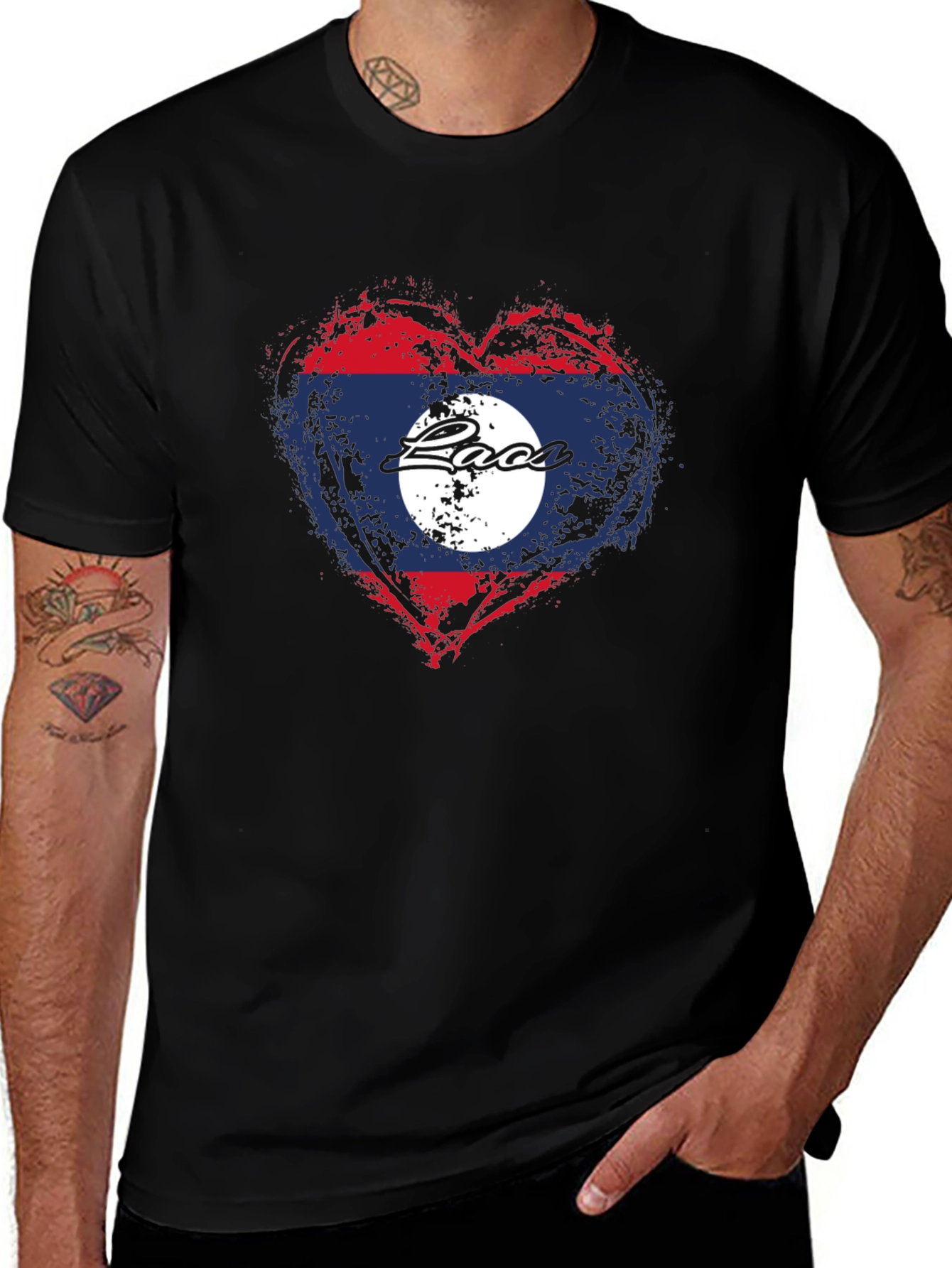 Variant 25 of Laos Flag Heart T-Shirt - Graphic Print