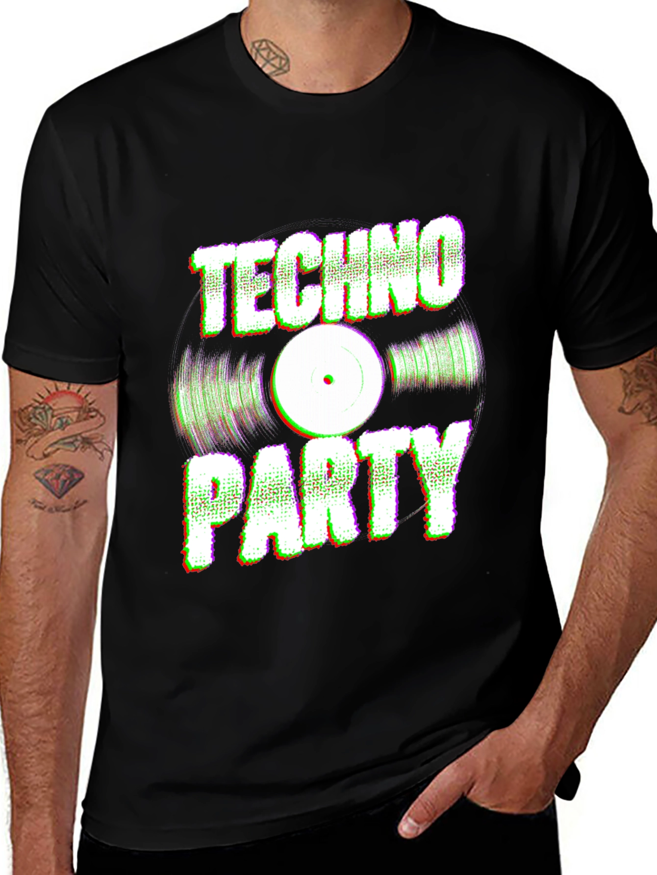 Variant 12 of Techno Party Graphic Tee - Black