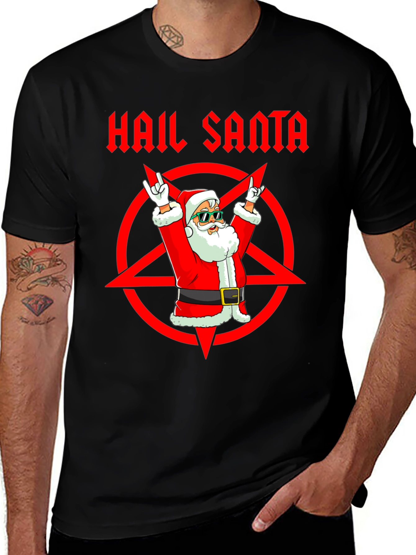 Hail Santa T-Shirt - Rock Christmas Tee