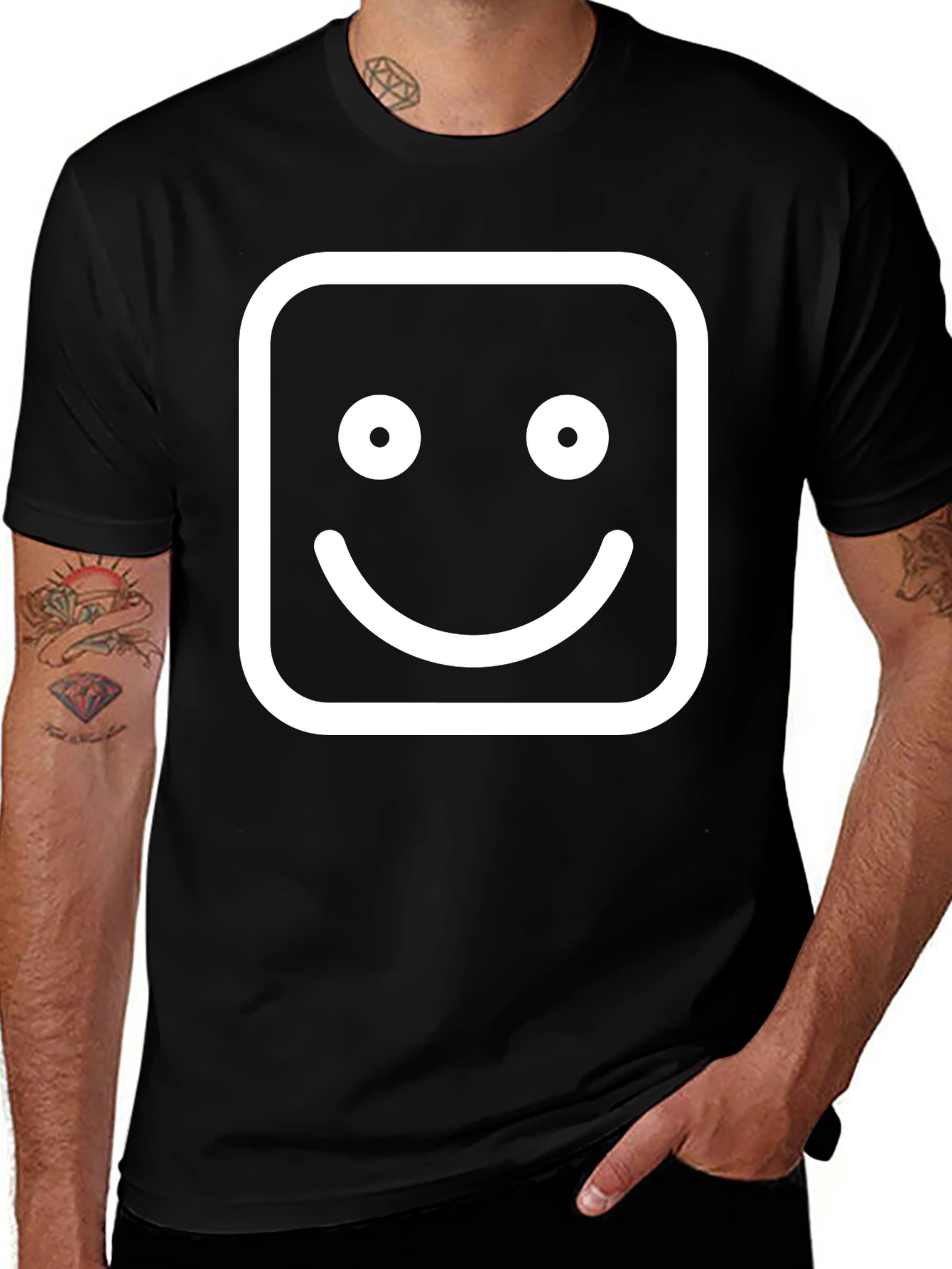 Variant 25 of Smiley Face Graphic Tee - Classic Black T-Shirt