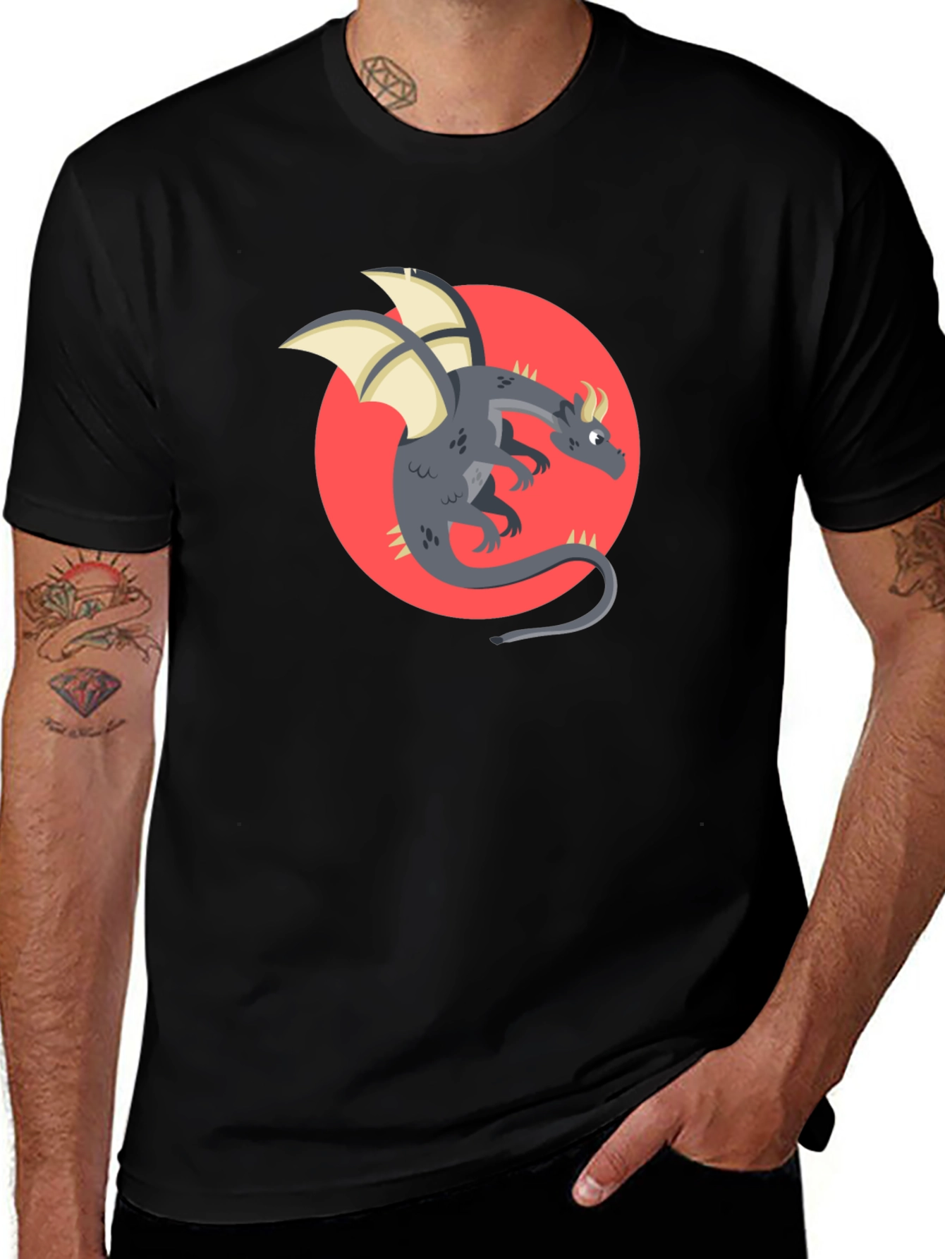 Black Dragon Graphic Black T-Shirt - Fantasy Style main image