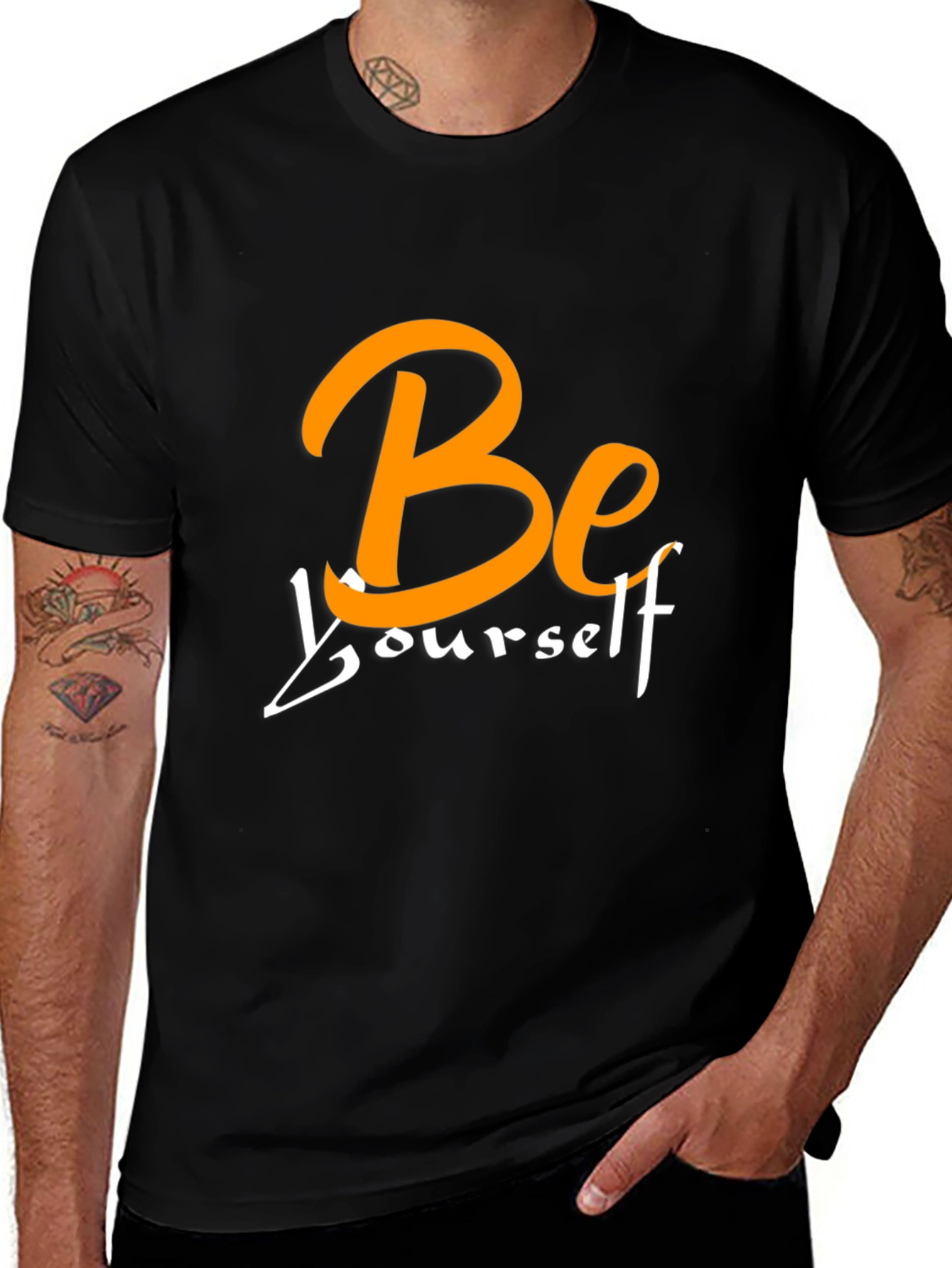 Variant 16 of Be Yourself Graphic Tee - Black Cotton T-Shirt