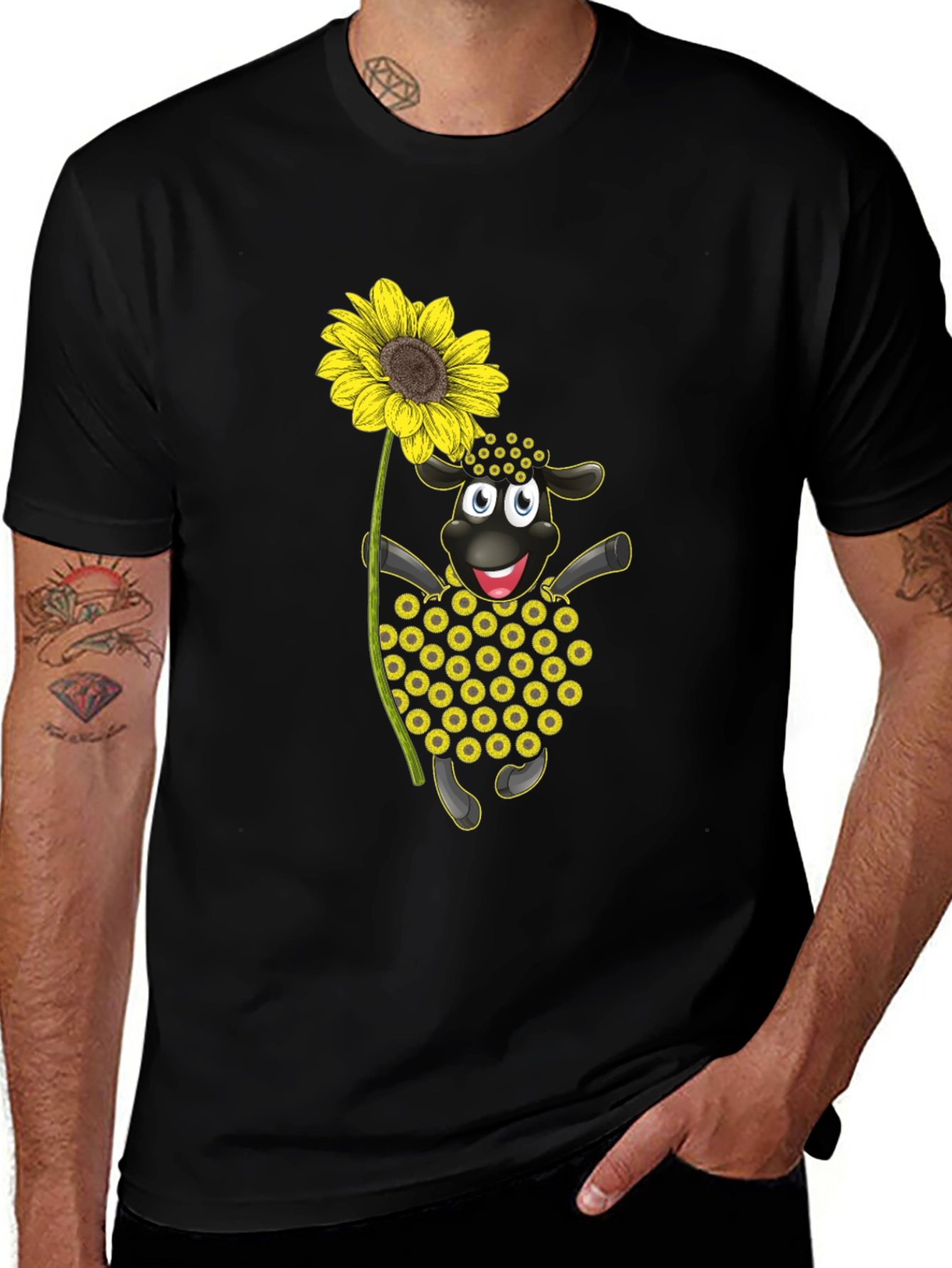 Variant 19 of Sunflower Sheep Black T-Shirt