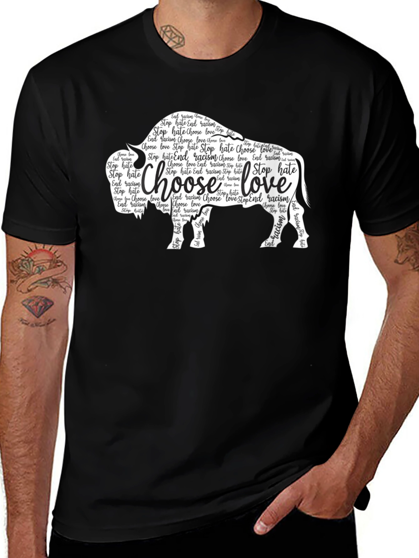 Choose Love T-Shirt - End Racism & Stop Hate Bison Design