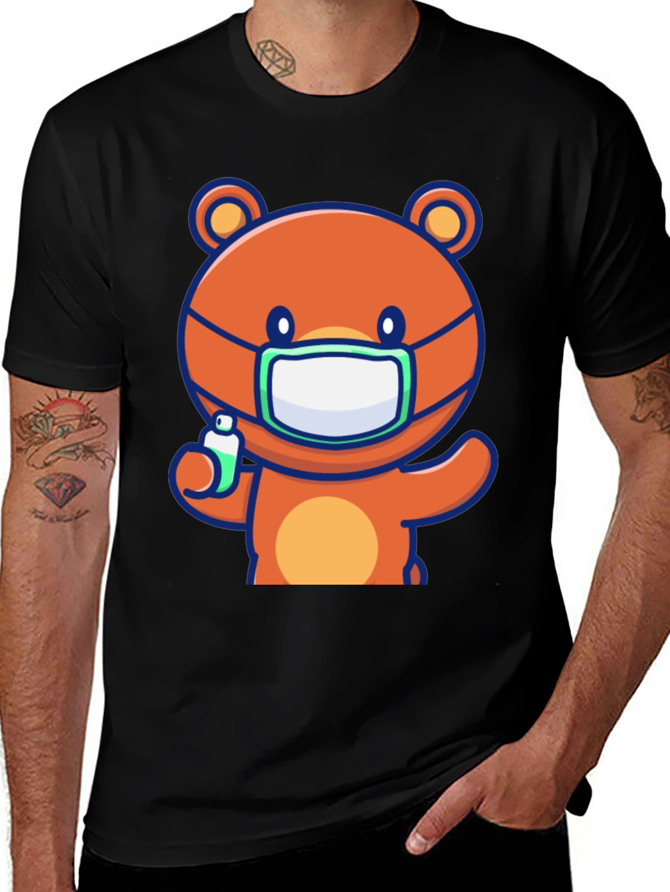 Variant 3 of Cute Bear with Mask Graphic Tee