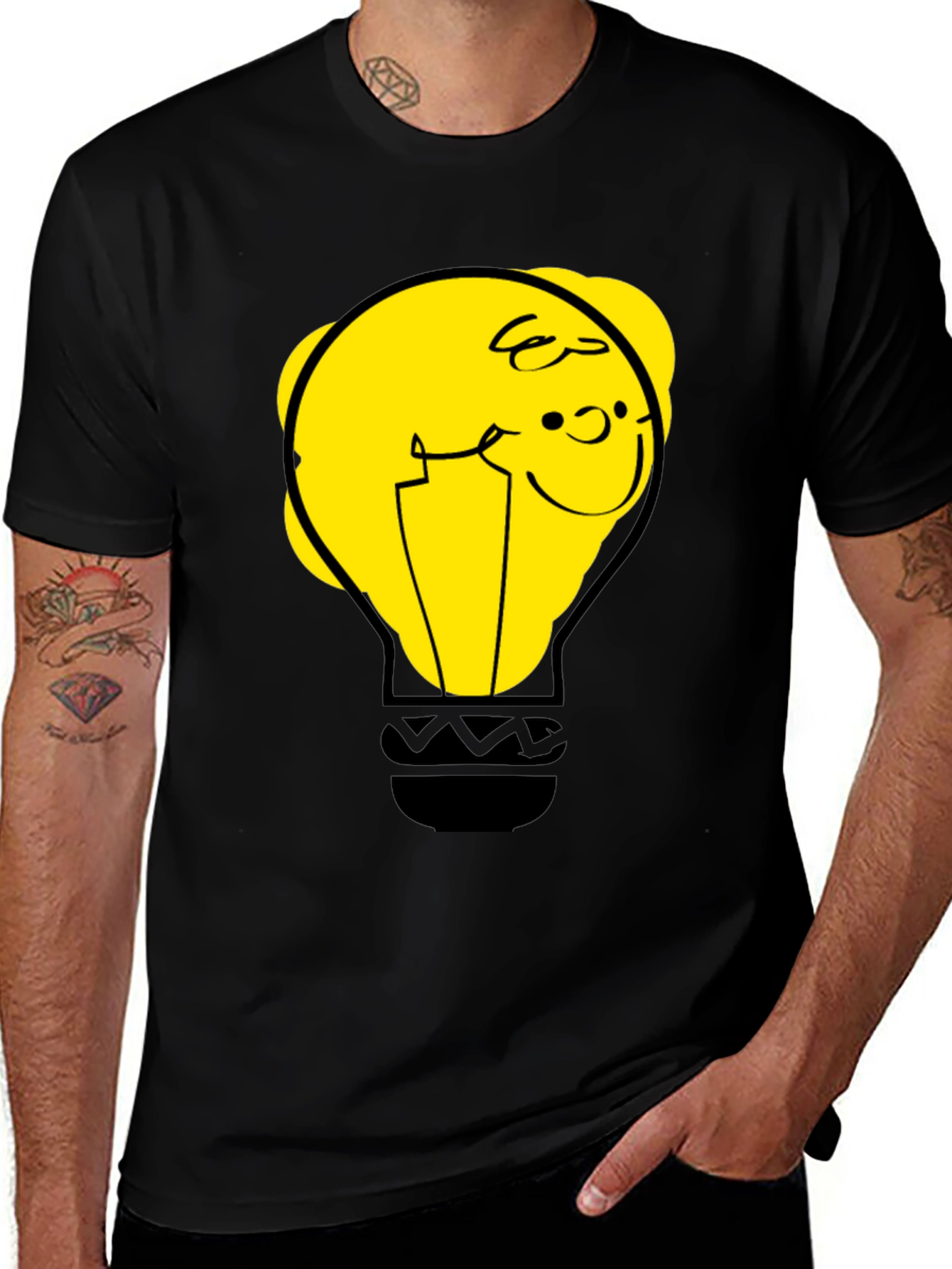 Variant 18 of Funny Cartoon Light Bulb Graphic Tee
