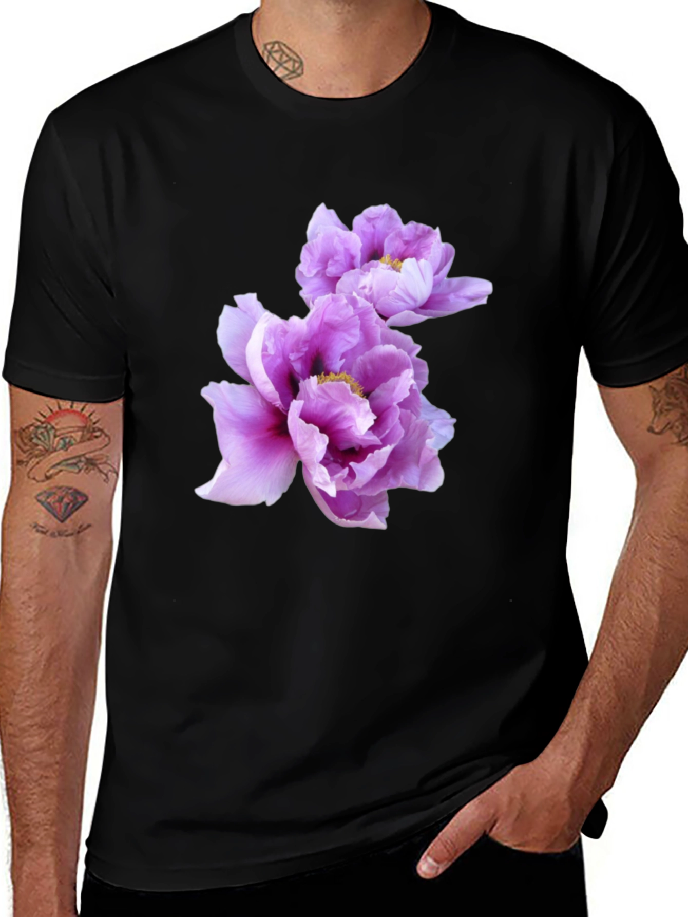 Variant 12 of Floral Print Black T-Shirt