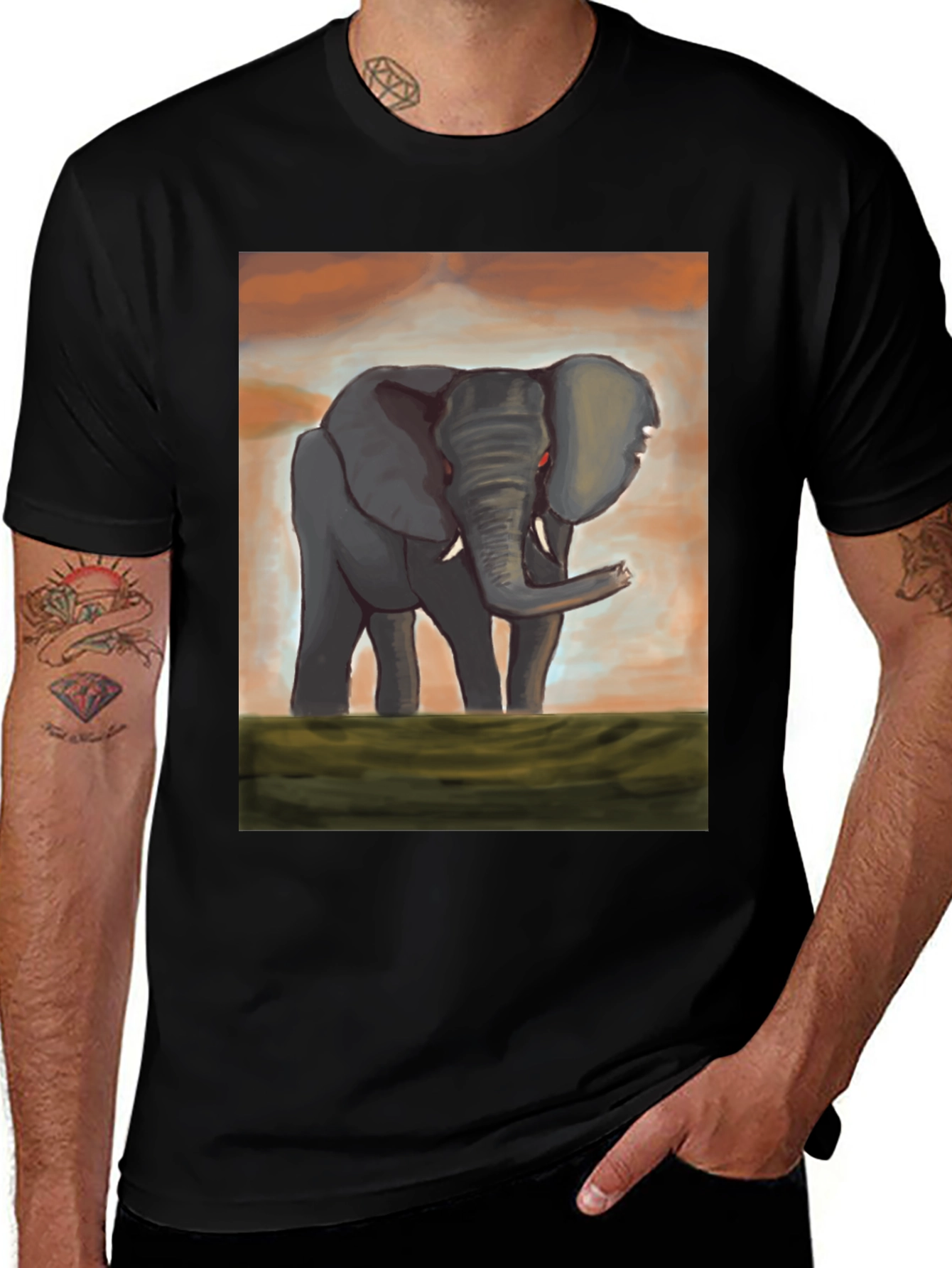 Variant 2 of Elephant Graphic T-Shirt - Unique Artistic Design