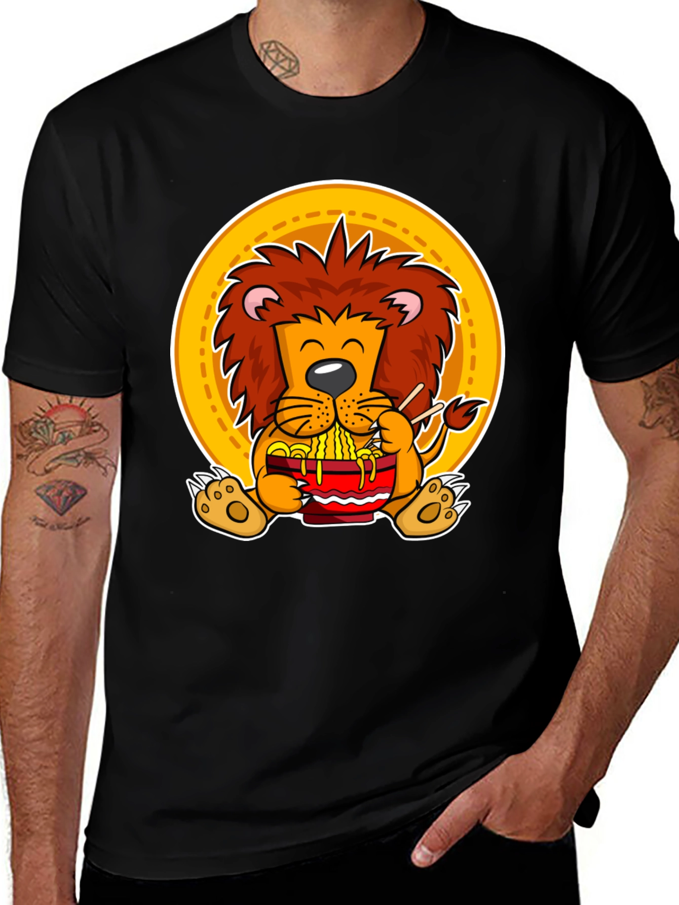 Variant 11 of Lion Ramen T-Shirt: Cute Animal Graphic Tee for Noodle Lovers