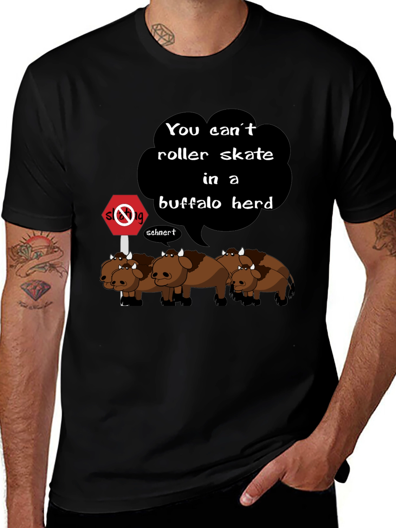 Variant 5 of Buffalo Herd Graphic T-Shirt - Humorous Design