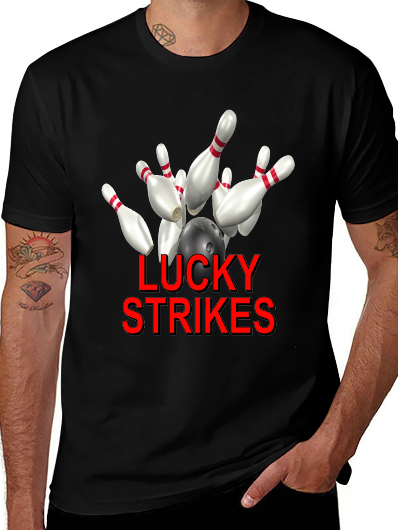 Variant 15 of Lucky Strikes Bowling Graphic T-Shirt