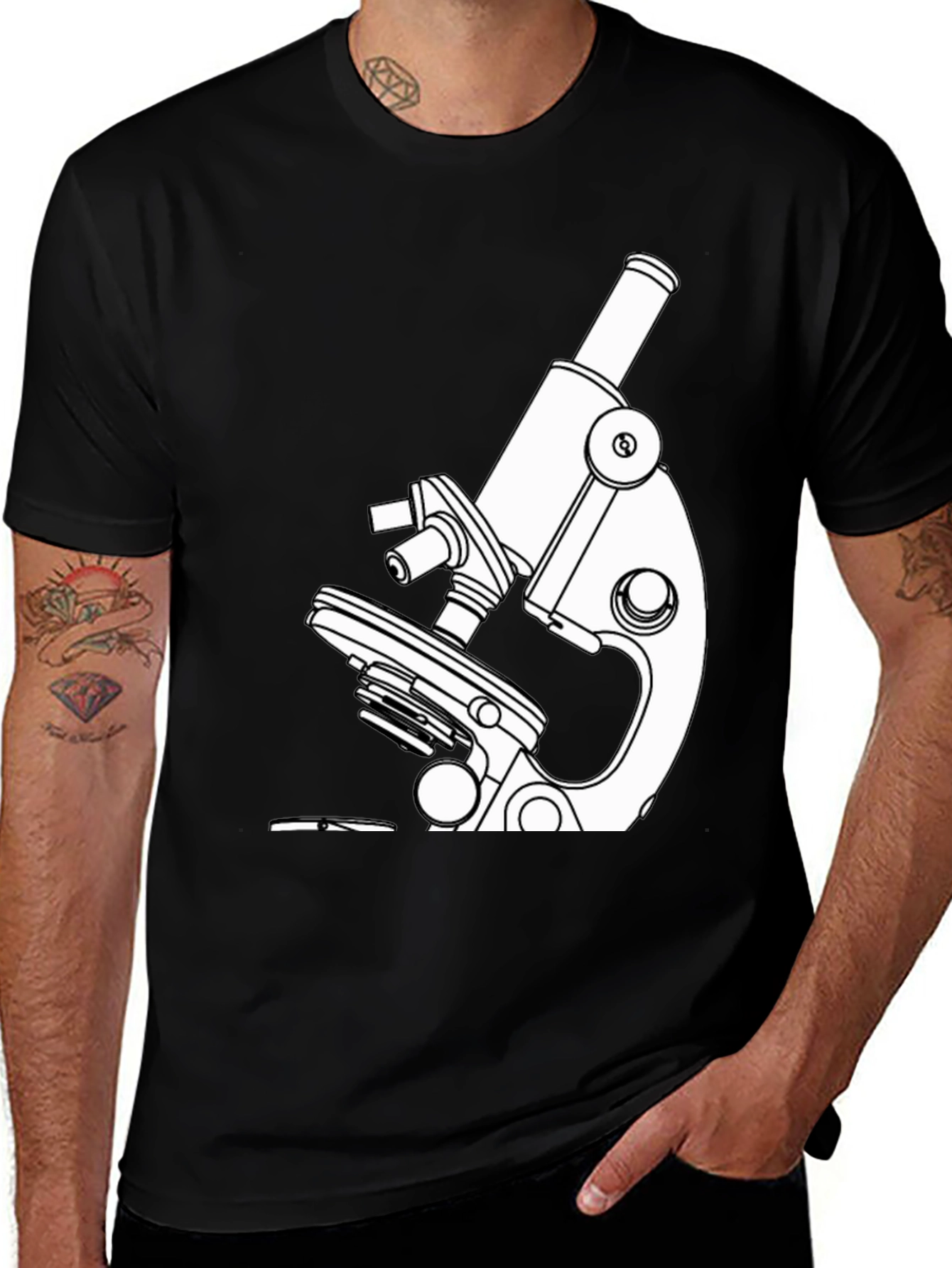 Black Microscope Graphic Tee - Science Lover's Gift