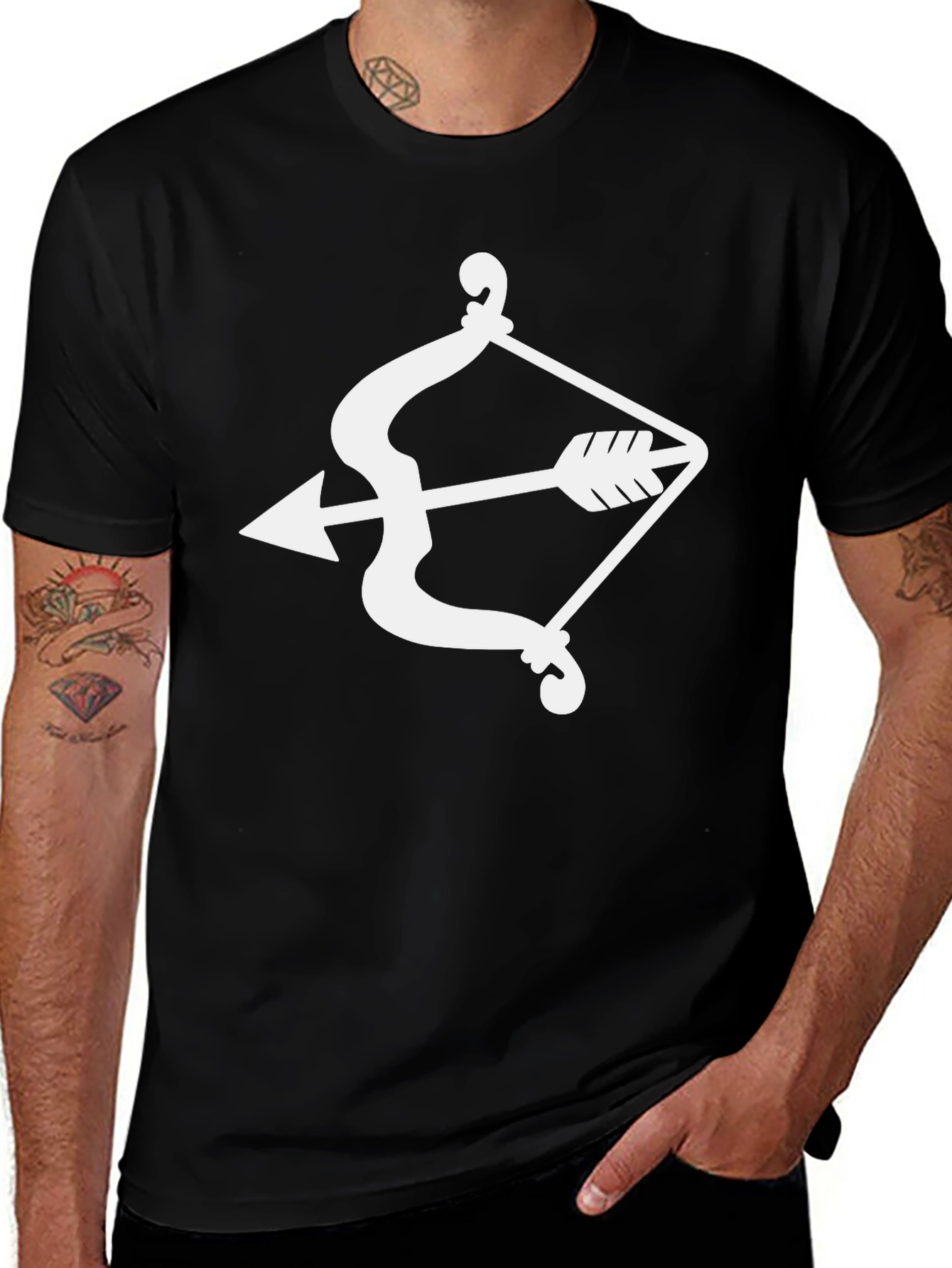 Variant 28 of Archer Bow Arrow Graphic Tee - Black Casual T-Shirt