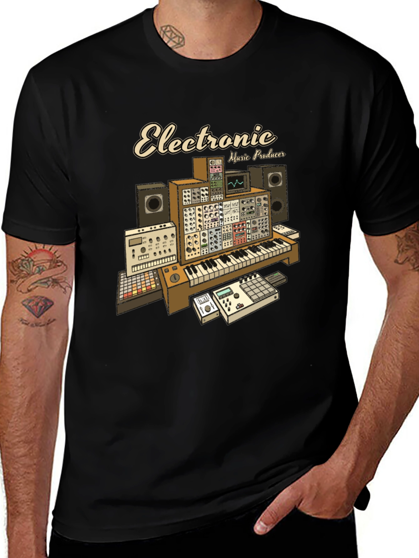 Electronic Music Producer Black Graphic Tee