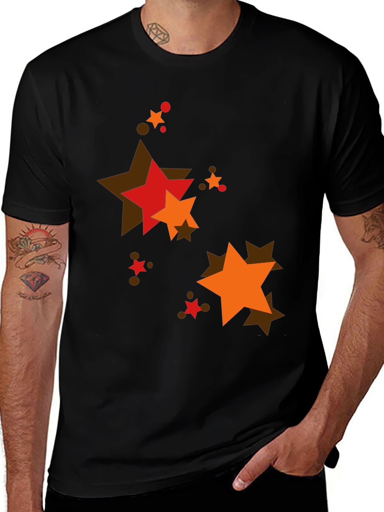 Variant 17 of Starry Night Graphic Tee - Stylish Men's Black T-Shirt