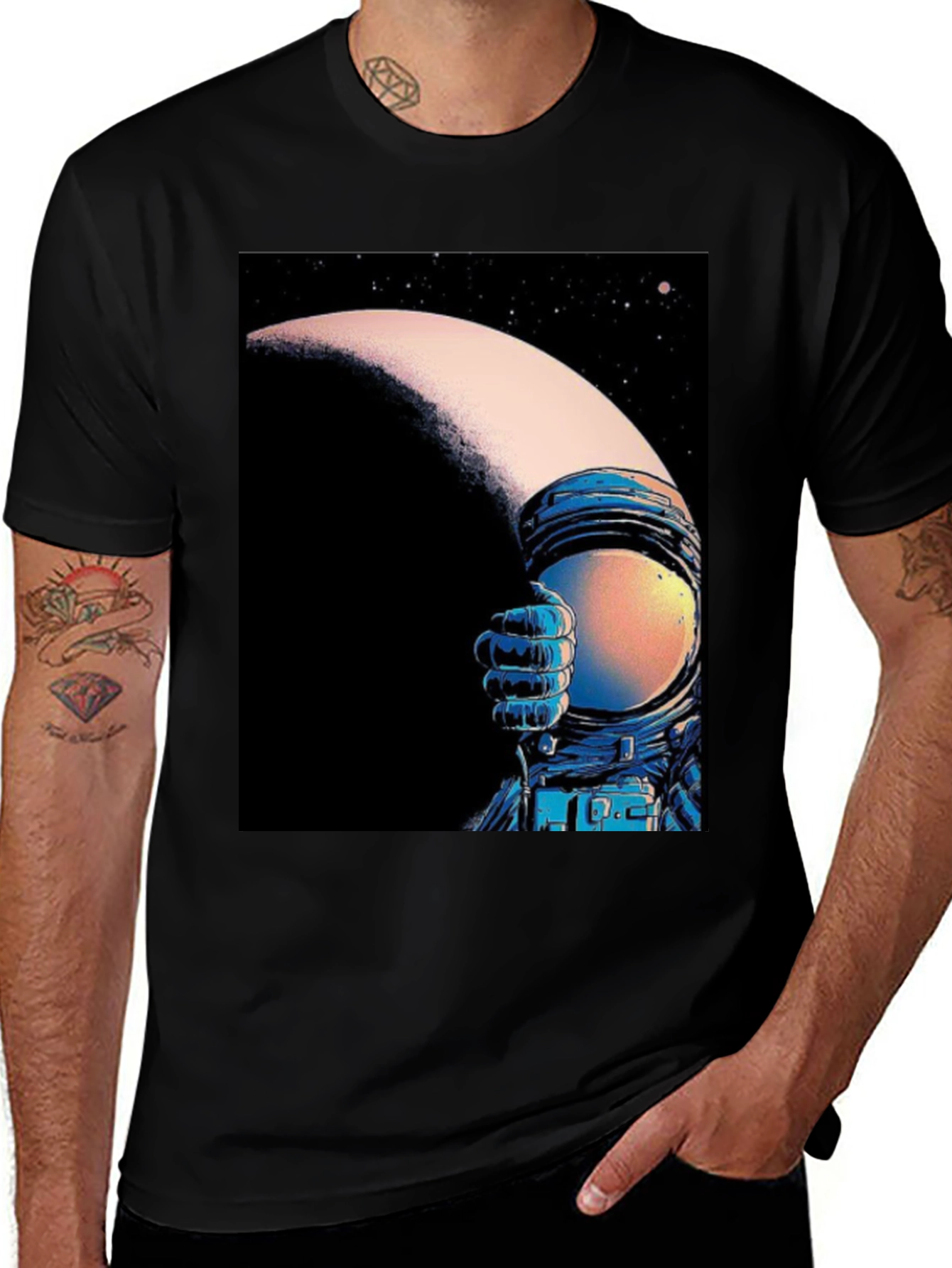 Variant 3 of Astronaut Moon T-Shirt - Space Graphic Tee