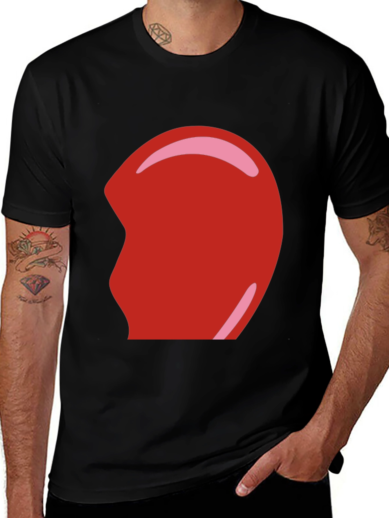 Variant 26 of Cartoon Red Head Black T-Shirt