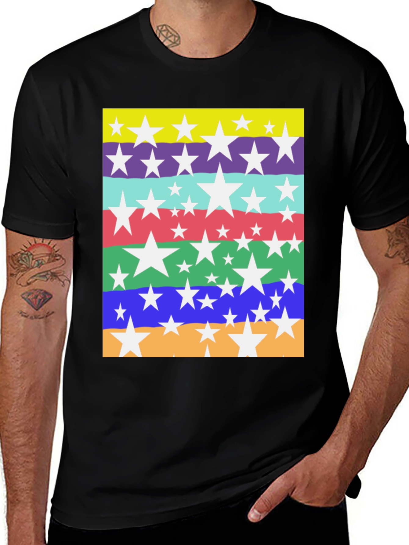 Variant 2 of Star Striped Graphic Tee - Men's Casual Top